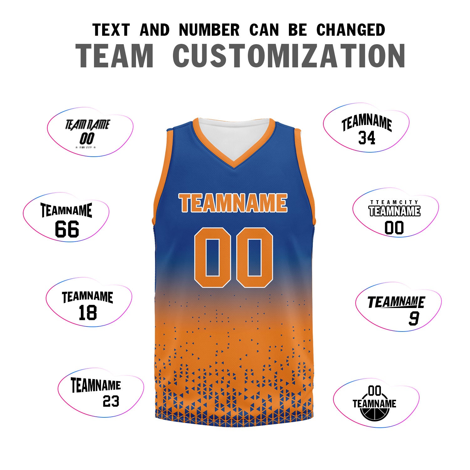 Custom Blue Orange Fade Basketball Jersey - Breathable Sports Uniform for Men & Women - BBJ01 D020102 - Perfect for Games, Team Events & Streetwear Fashion