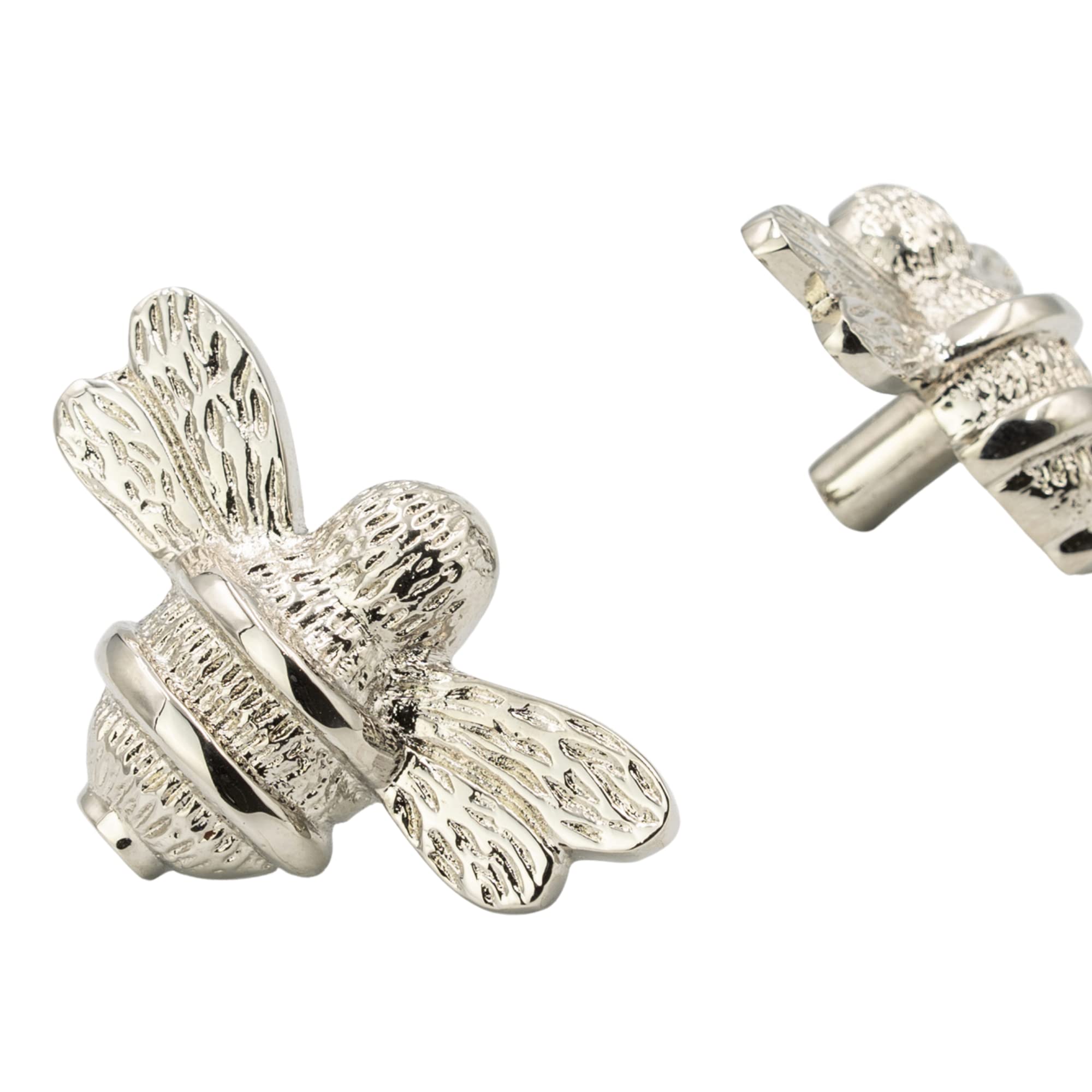 Brass Bumble Bee Drawer Knobs (6-Pack) - Vintage Bee Cabinet Handles for Cupboards, Doors & Drawers - Nickel Silver Finish - Perfect for Farmhouse, Cottage & Kids Room Decor