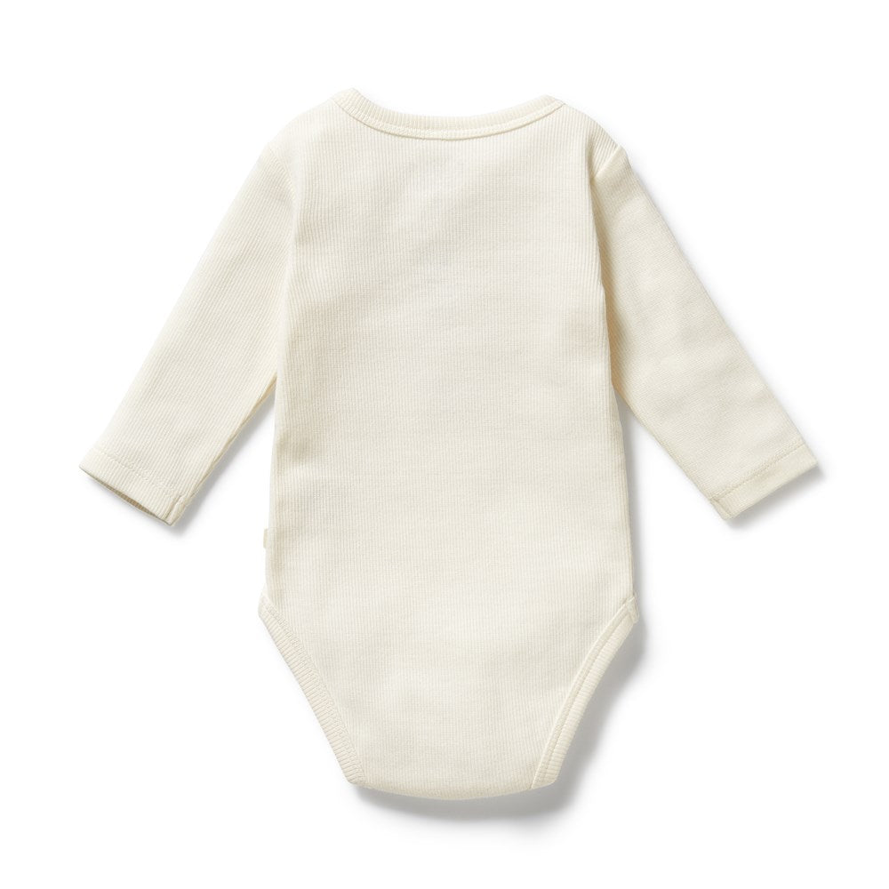 Blooming Bliss Organic Rib Long Sleeve Bodysuit for Women - Soft Cotton Baby Onesie Style Top for Layering or Casual Wear