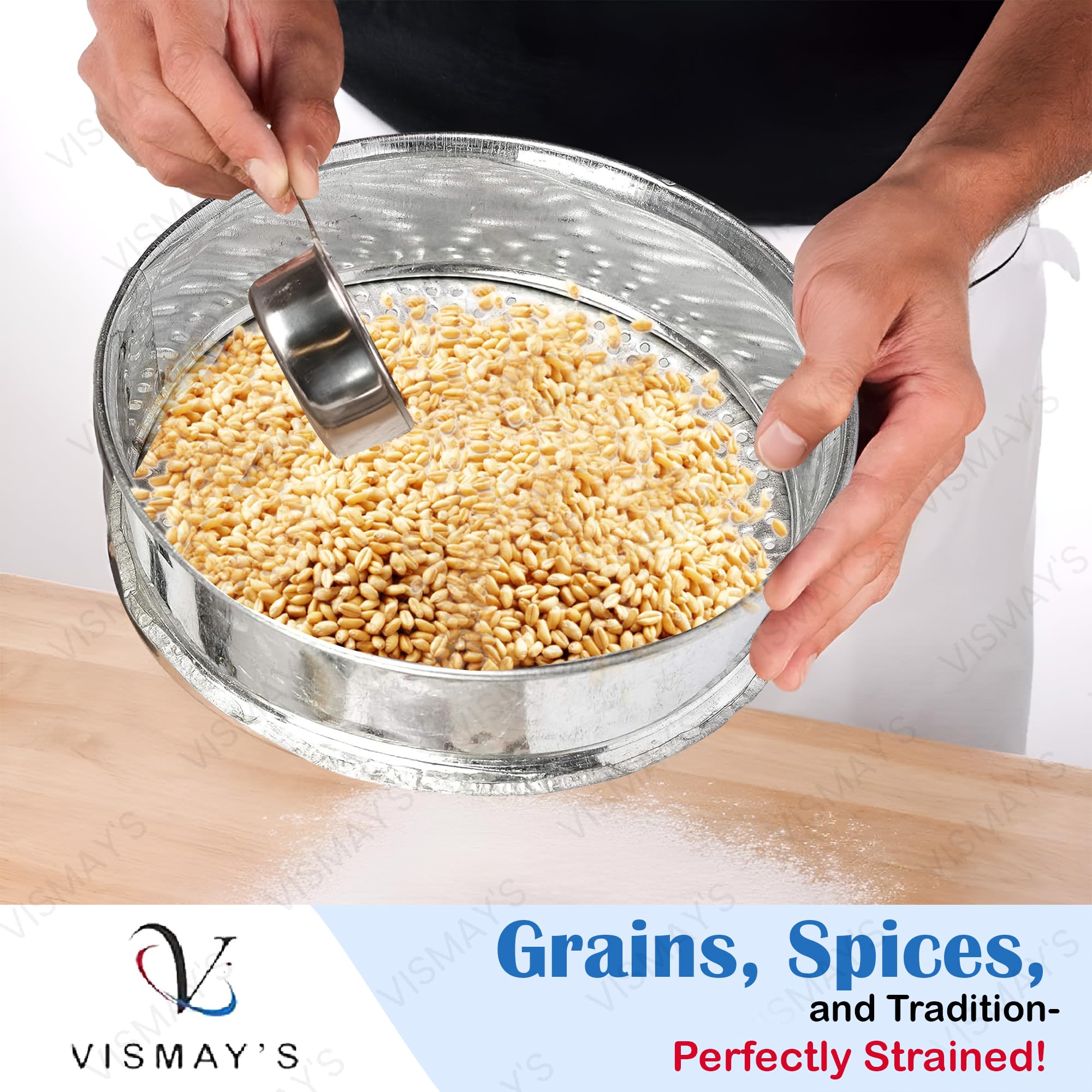 Premium 10-Inch Iron Strainer Sieve - Food Grade, Dishwasher Safe for Grains, Rice, Pulses, Masala & Spices | Perfect for Indian Cooking, Baking & Meal Prep
