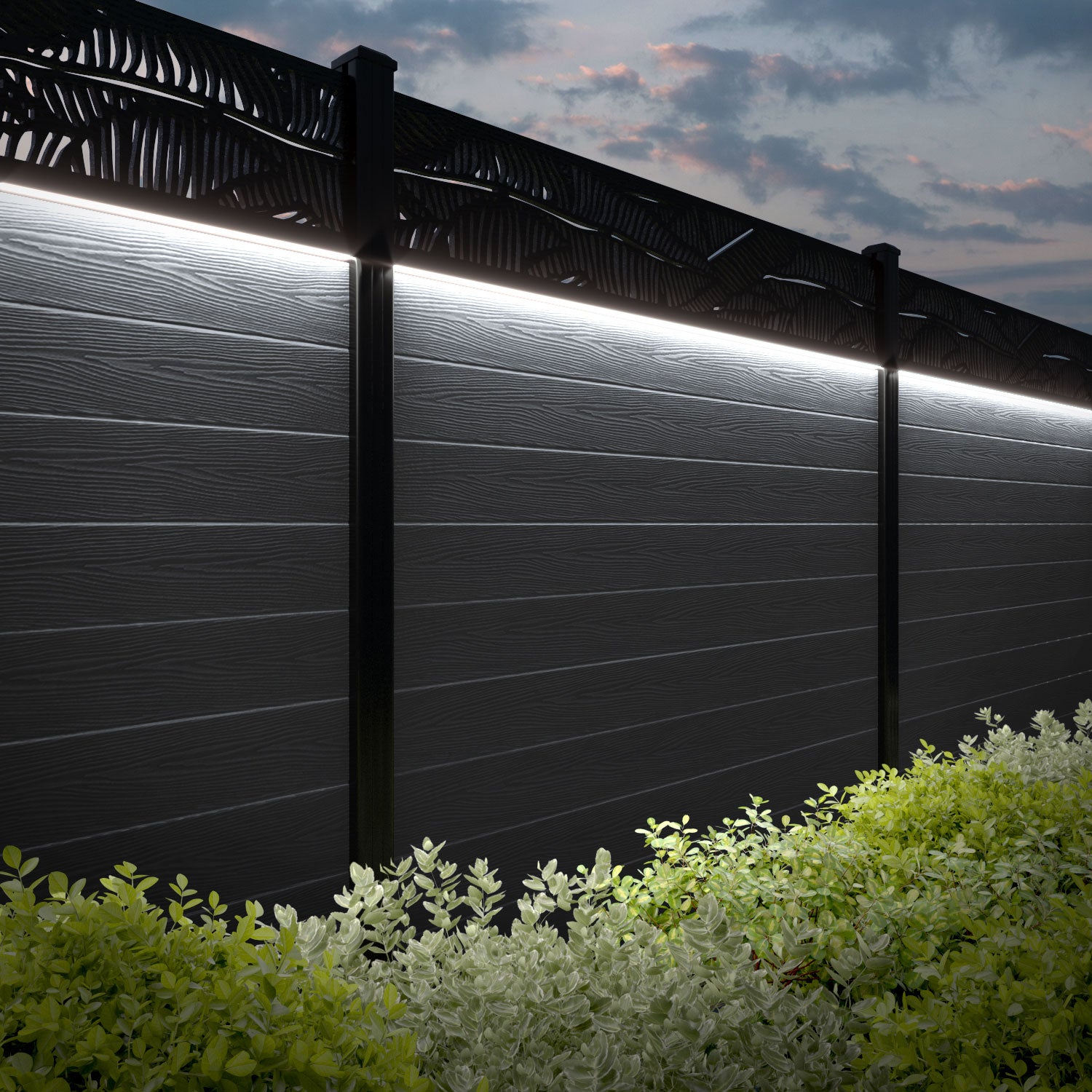 Classic Feather Fence Panel in Anthracite - Durable Aluminum Posts for Garden Privacy & Outdoor Decoration | Perfect for Backyard, Patio, and Poolside Landscaping