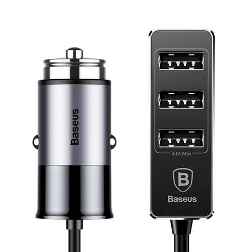 Baseus 5.5A 4-Port USB Fast Car Charger Adapter for iPhone X/8/7, OnePlus 5, Xiaomi 6/Mi A1, Tablets - Perfect for Road Trips & Multi-Device Charging in Your Vehicle