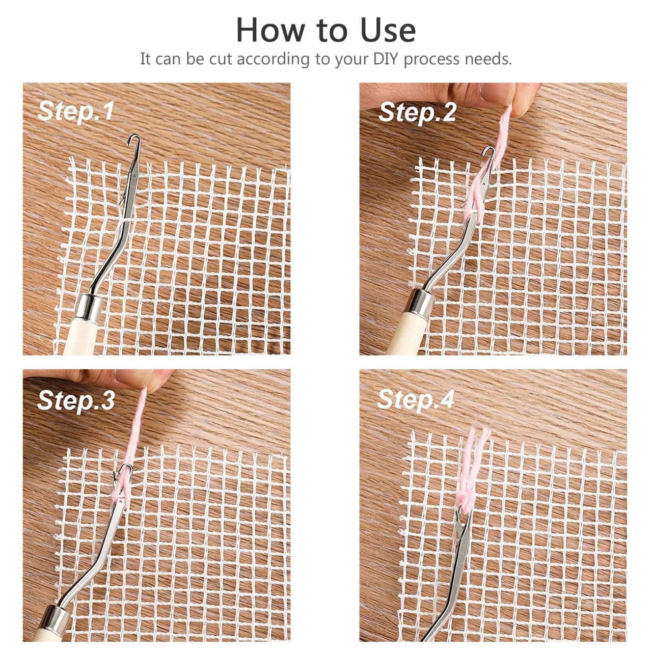 COHEALI Woven Mesh Fabric Crochet Kit - DIY Cross Stitch & Tapestry Making Supplies for Rugs, Carpets & Embroidery Projects - Perfect for Home Decor, Crafting & Gift Making