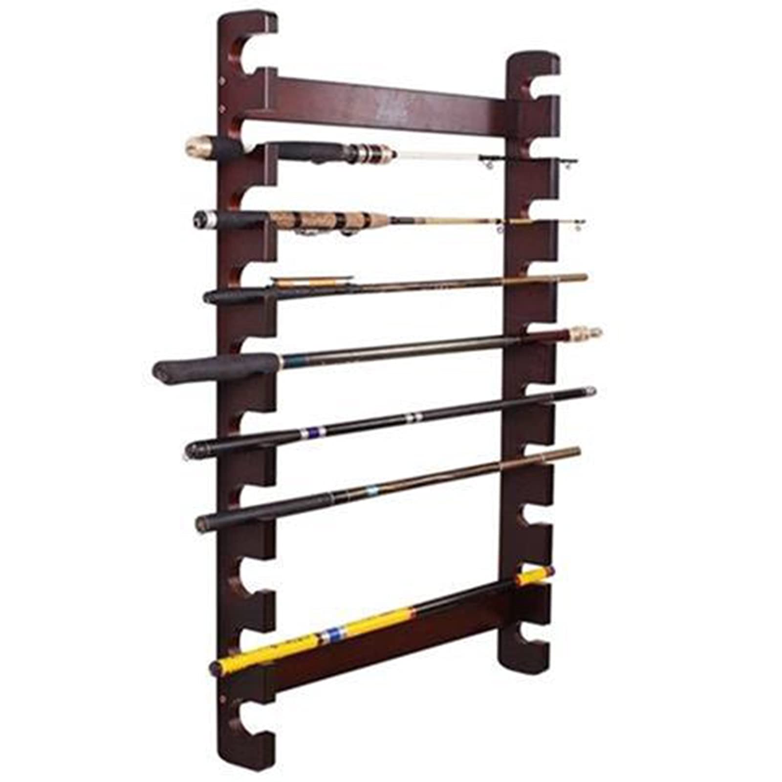 Premium Wooden Billiard Cue Rack - Wall Mounted Pool Stick & Fishing Rod Holder - Horizontal Storage Organizer for 10 Cues - Perfect for Game Rooms, Basements & Garages - Durable Home & Bar Decor Accessory