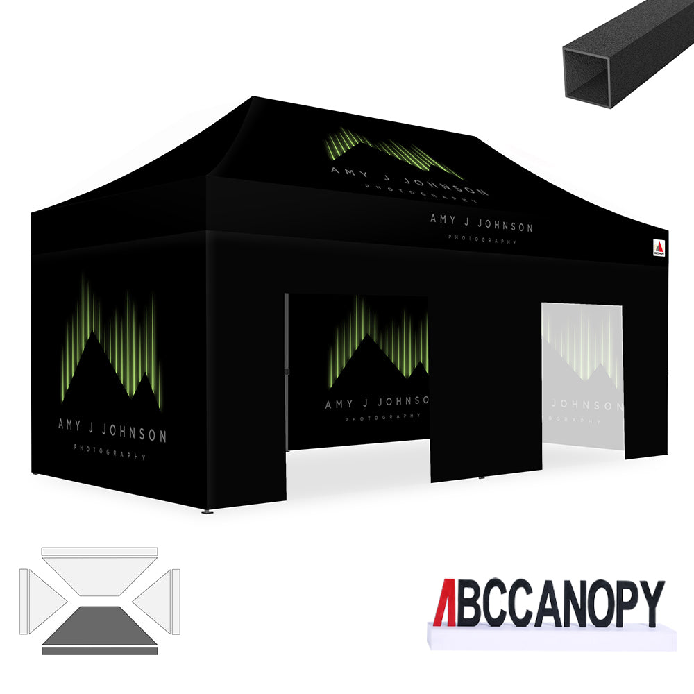 ABCCANOPY 10x10/10x15/10x20 Custom Canopy Tent - Heavy Duty Commercial Pop Up Shelter for Outdoor Events, Farmers Markets & Trade Shows