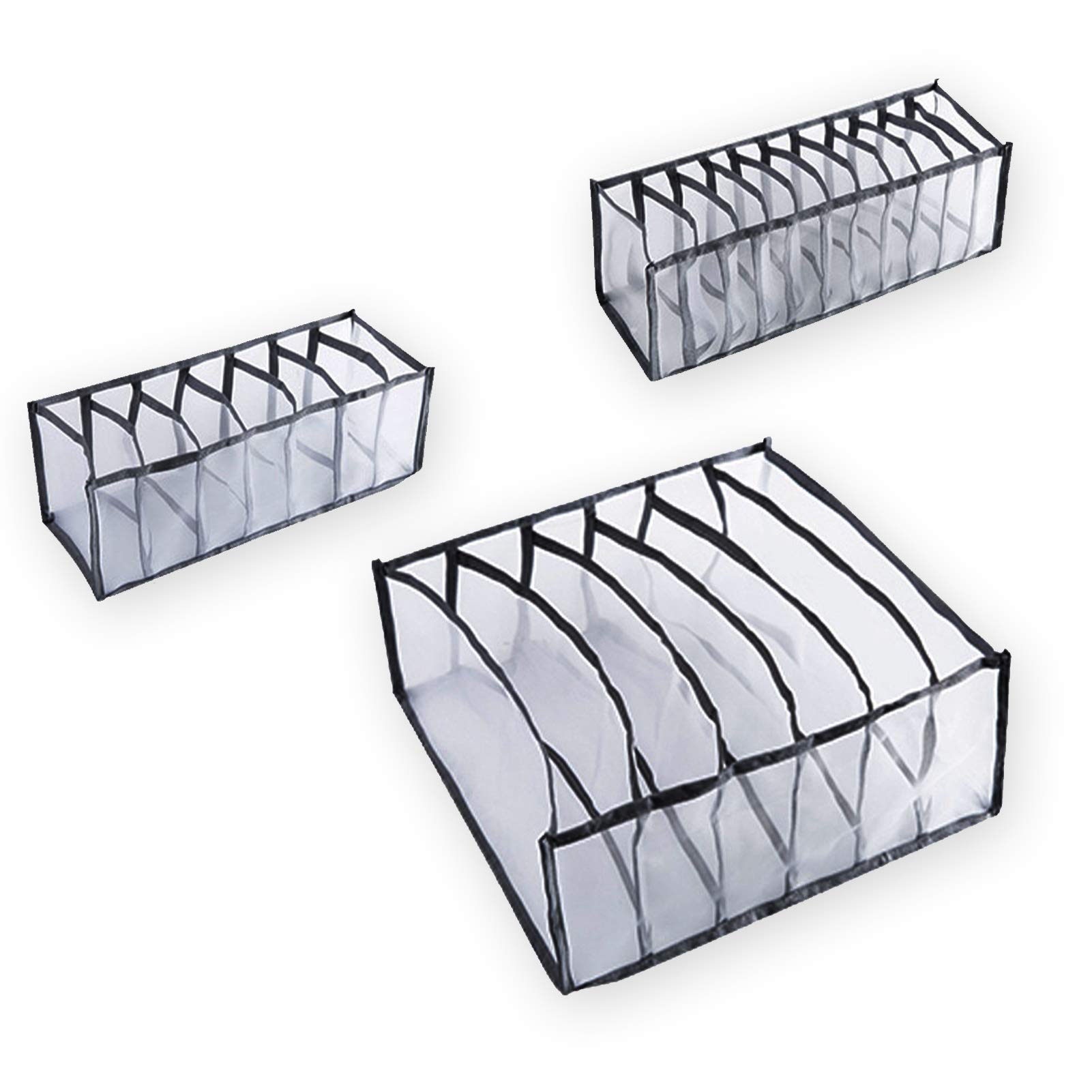 Fesjoy 3-Piece Foldable Underwear Organizer Set - Drawer Storage Box for Socks, Bras, Stockings, Scarves & Ties | Space-Saving Closet & Travel Organization Solution