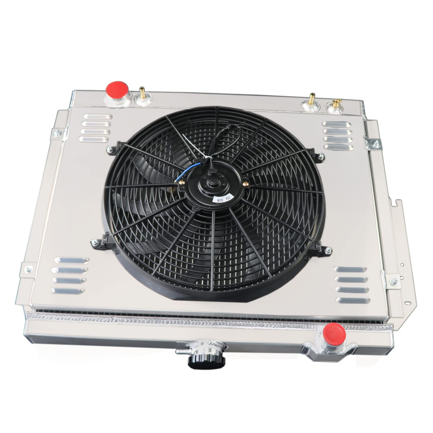 ALLOYWORKS 3-Row Aluminum Radiator with Shroud Fan & Relay Kit for 1979-1993 Dodge D/W Series 100-450 & Ramcharger | 5.2L 5.9L V8 Engine | Heavy-Duty Cooling Upgrade for Off-Road & Towing