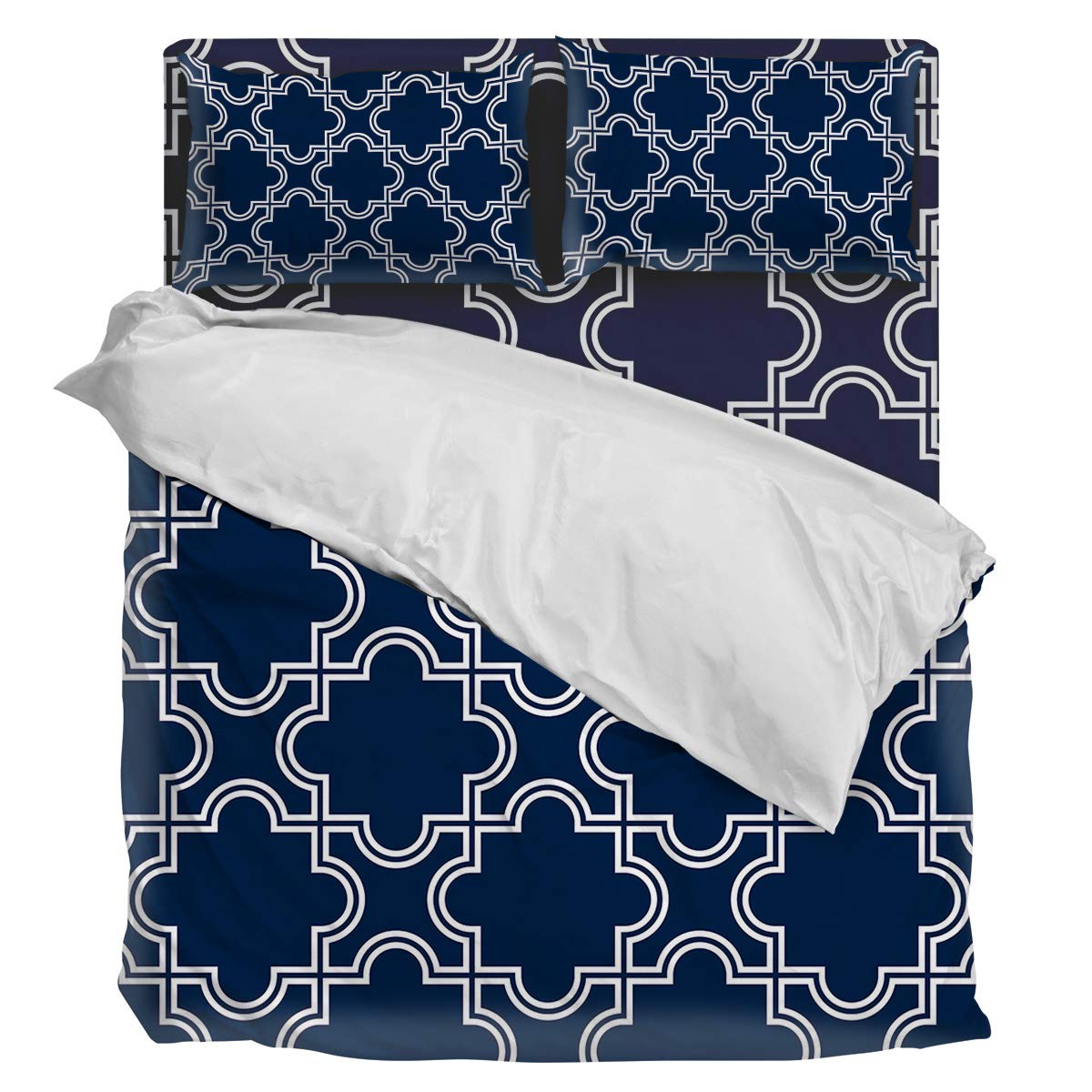 Three Sunflower 4-Piece Full Size Duvet Cover Set - Modern Minimalist Moroccan Pattern Luxury Soft Bedding (1 Duvet Cover + 1 Sheet + 2 Pillowcases) for Master Bedroom, Guest Room & Dorm Decor