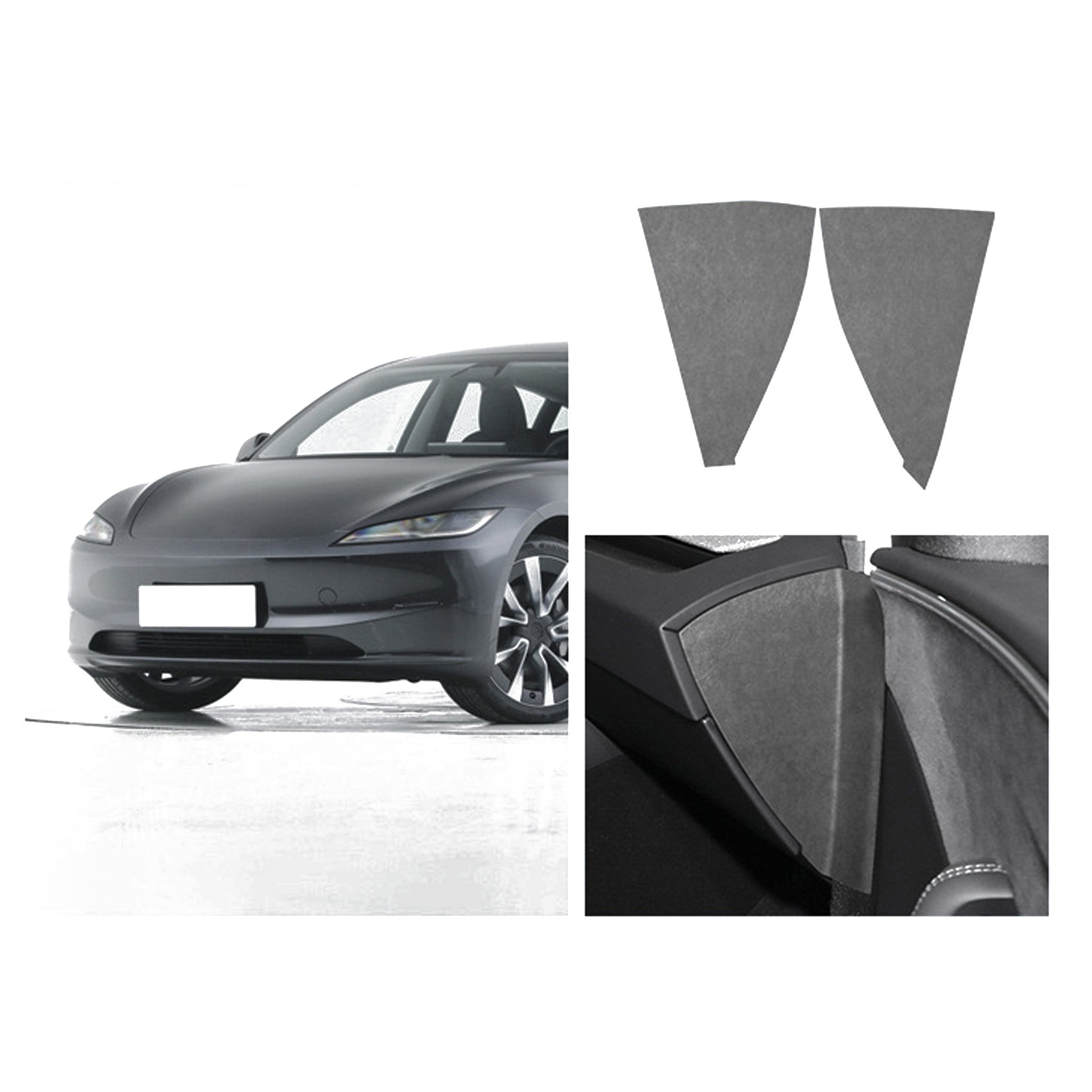 Tesla Alcantara Dash Side Panel Cover Trim for 2024+ Model 3 Highland - Premium Interior Upgrade for Enhanced Comfort & Style | Perfect for Daily Commutes & Road Trips