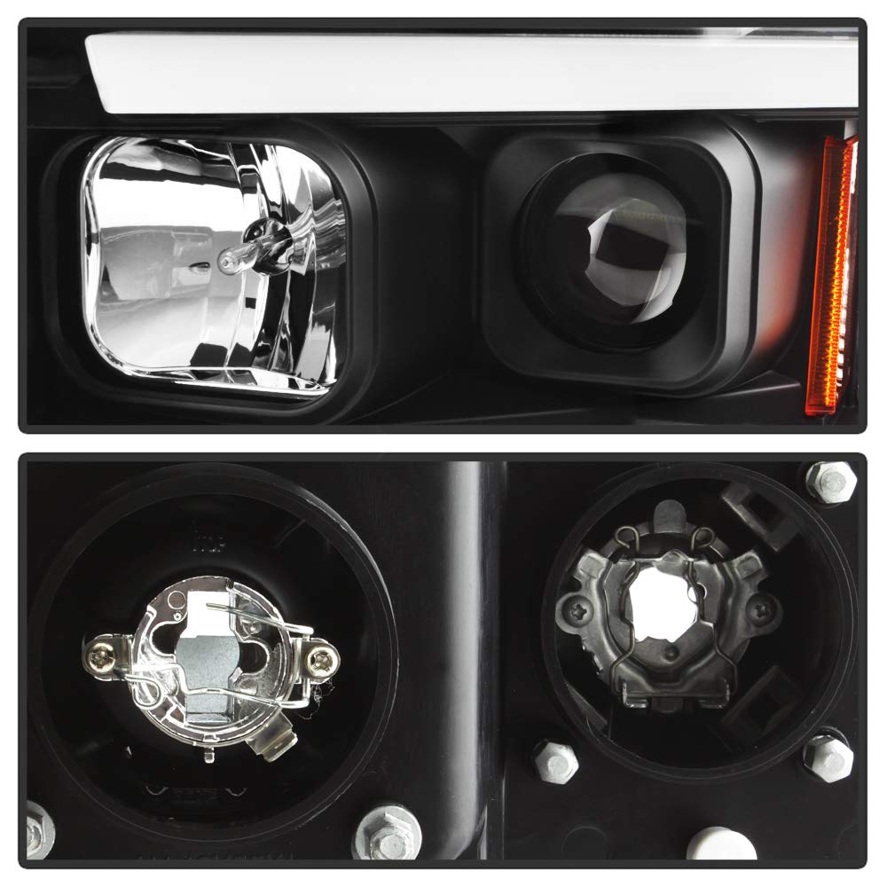 High-Performance LED Tube DRL Headlights for Dodge Ram 1500 (2002-2005) - Black/Clear Lens - Upgrade Your Truck's Style & Visibility for Night Driving & Off-Road Adventures