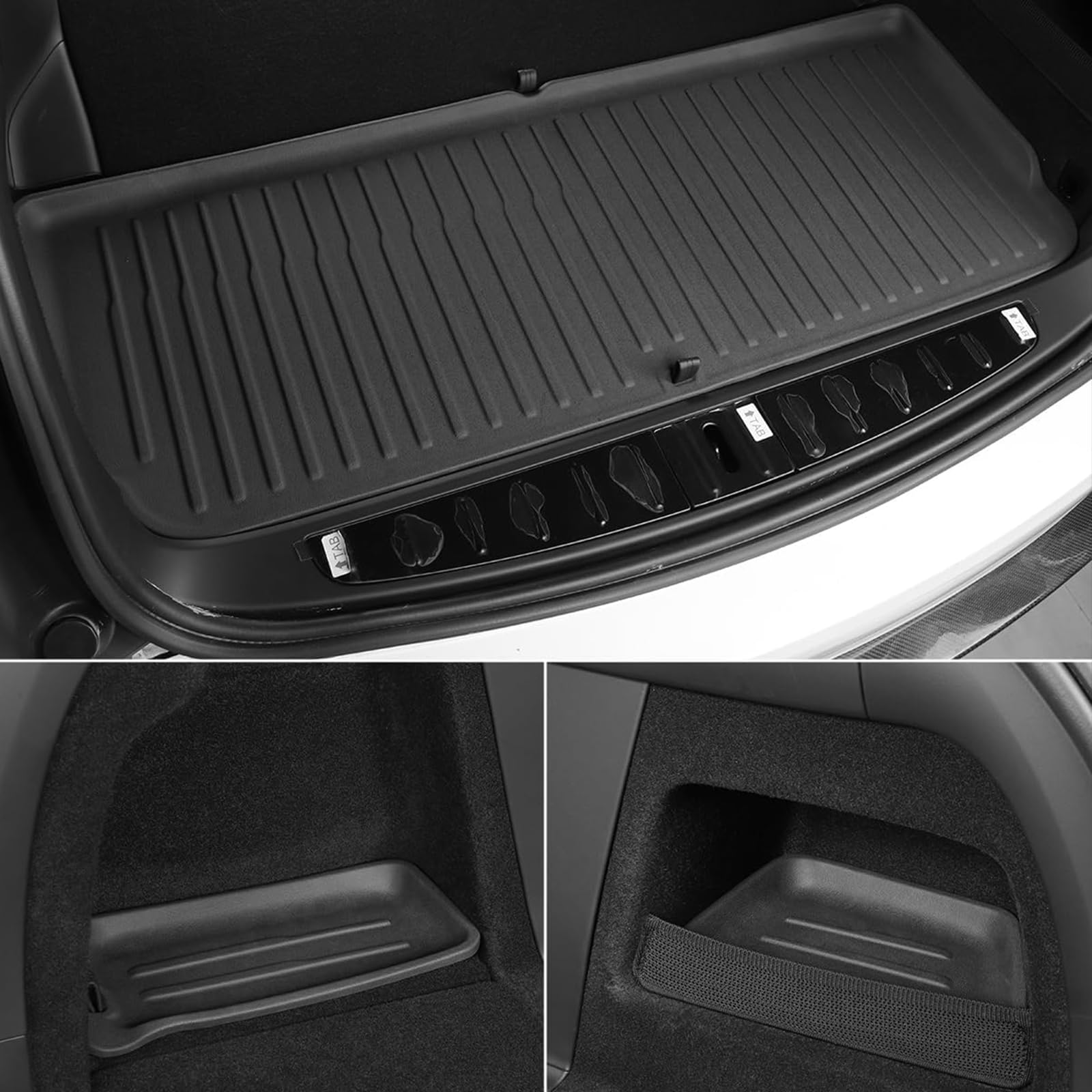 **LUCKEASY 4pcs Cargo Liner Mat for 2022-2025 Tesla Model X (5 Seater) - All-Weather TPE Trunk Liner, Anti-Friction Rear Trunk Pads - Perfect for Road Trips, Camping & Daily Use**