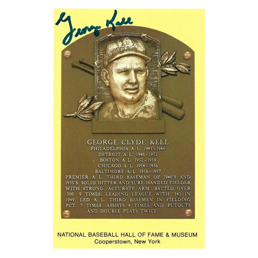 George Kell Autographed Detroit Tigers Hof Plaque Postcard with JSA COA - Perfect for Baseball Memorabilia Collectors and Sports Fans Display
