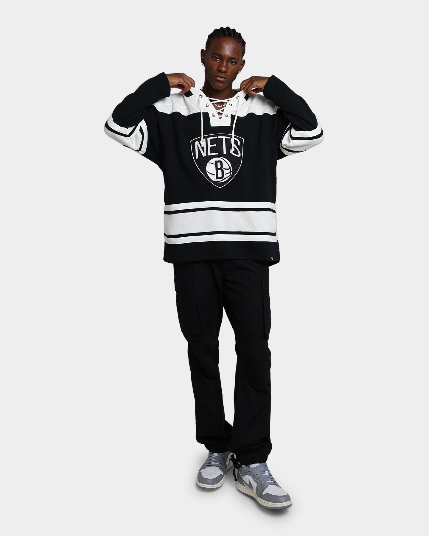 47 Brand Brooklyn Nets Superior Lacer Hoodie - Jet Black NBA Fan Apparel for Men & Women - Perfect for Game Day, Streetwear & Casual Outfits