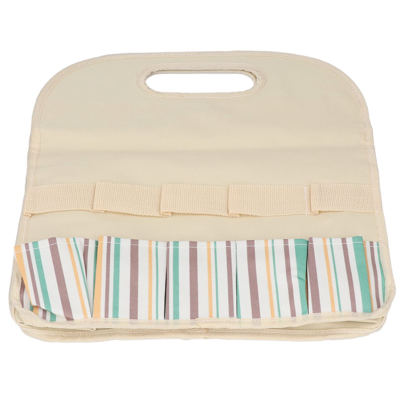 **AUNMAS Heavy Duty Garden Tool Bag - Portable & Ergonomic Gardening Tool Organizer for Indoor & Outdoor Use (Khaki Stripe Stitching) - Perfect for Landscaping, Planting & Yard Work**