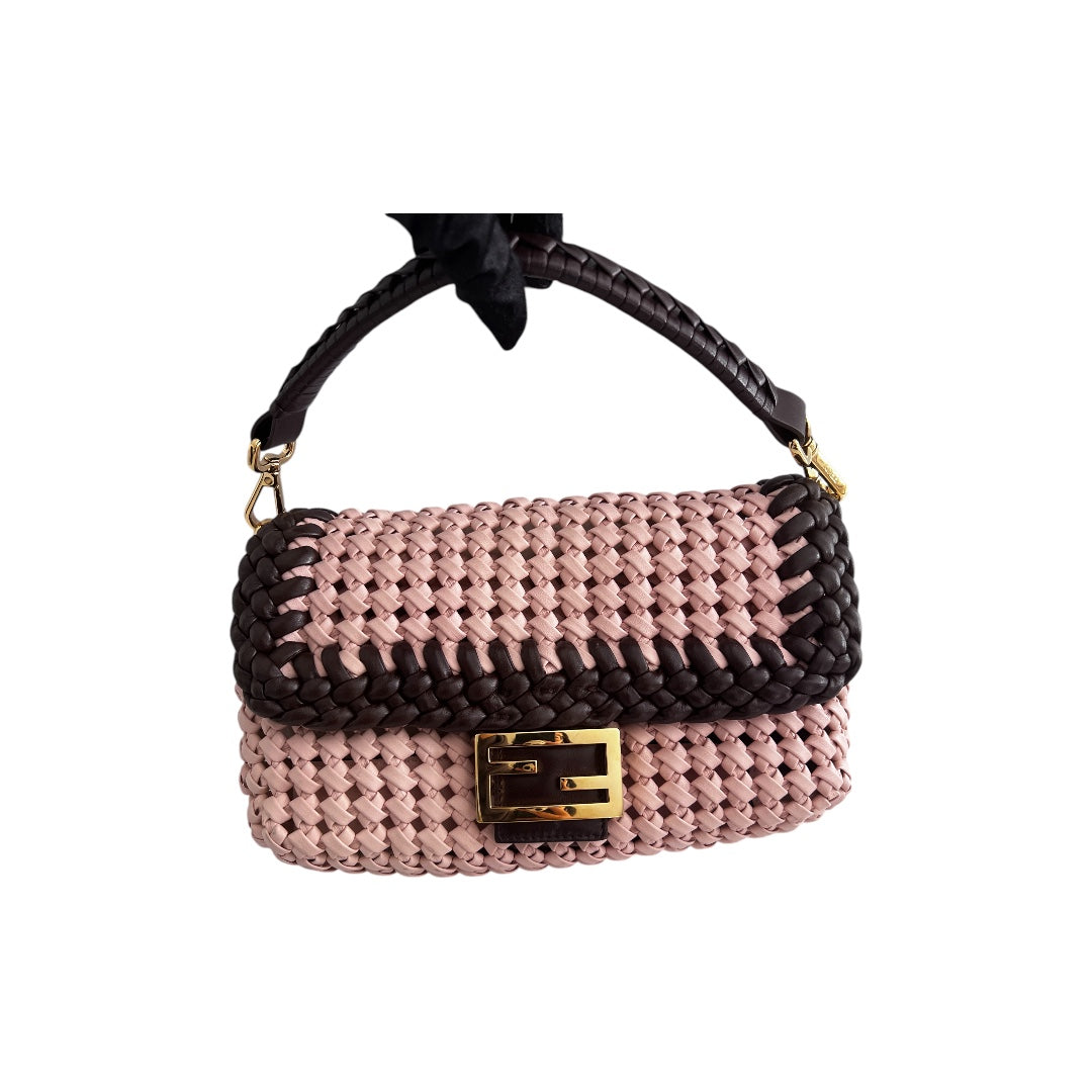 Fendi Leather Woven Baguette Bag - Luxury Designer Handbag for Women | Perfect for Work, Evening & Travel Accessories