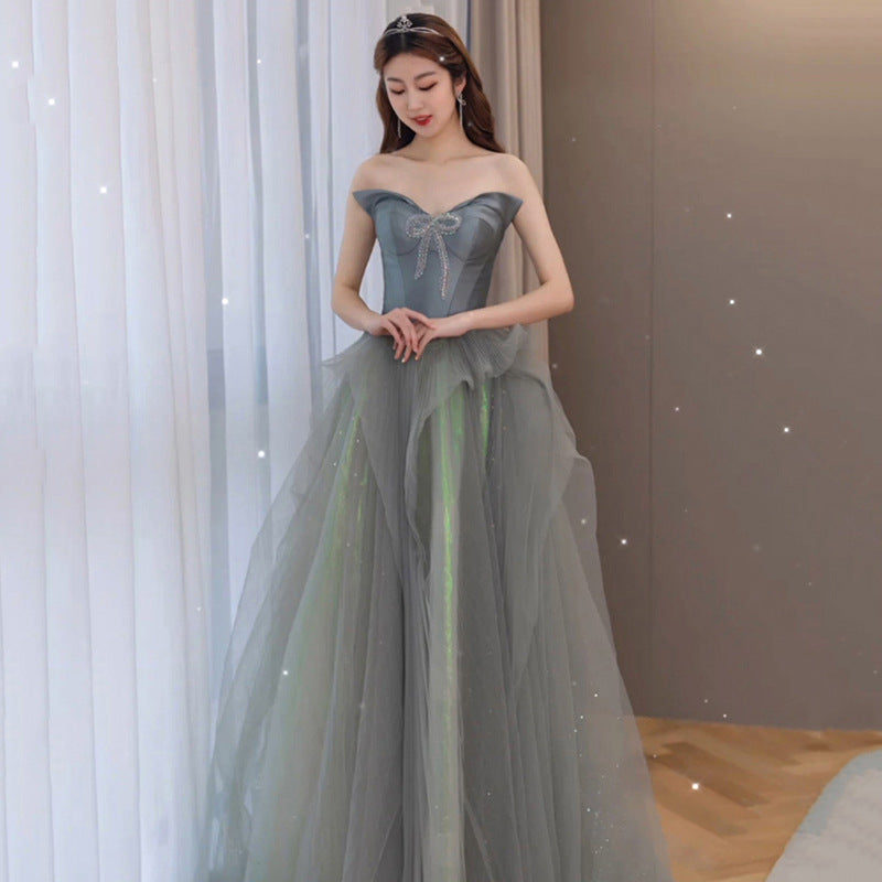 Elegant Off Shoulder Shiny Prom Dress A-Line Formal Evening Gown 721 - Perfect for Homecoming, Prom Night, Wedding Guest & Special Occasions