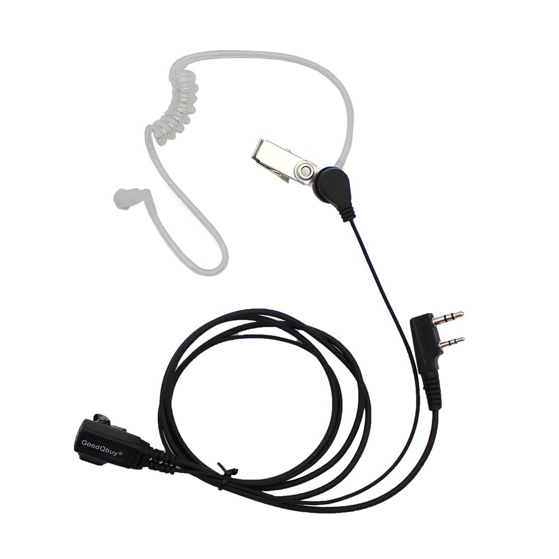 GoodQbuy® 2 Pin PTT Mic Covert Acoustic Tube Earpiece Headset - Compatible with Kenwood, QUANSHENG, TYT, BAOFENG UV5R, 666s, 888S, Retevis H-777 Walkie Talkies (5 Pack) - Ideal for Security, Construction, and Event Staff Communication