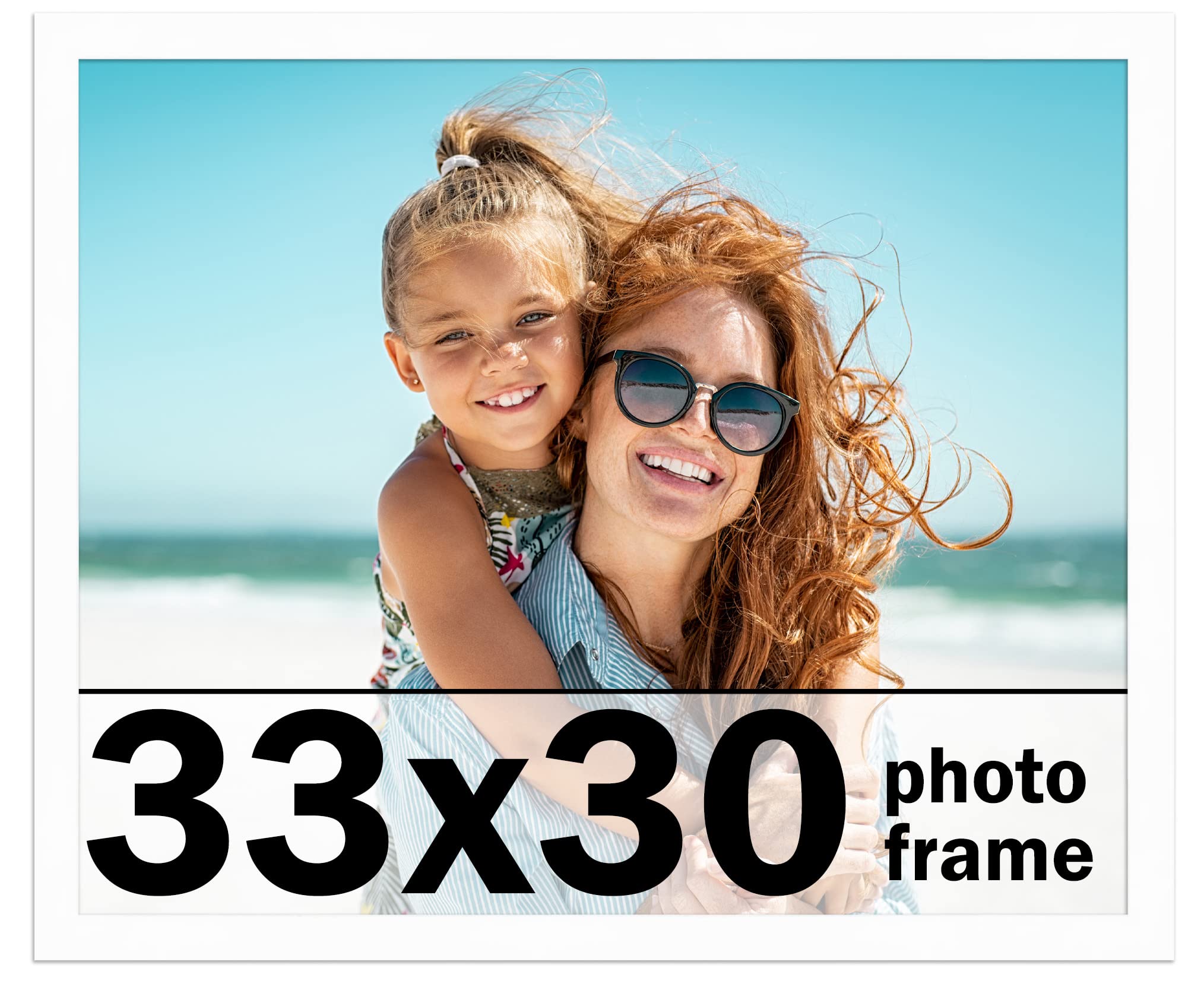 White Wood Picture Frame 33x30 Inches - Premium Artwork Display for Home, Office & Gallery Decor