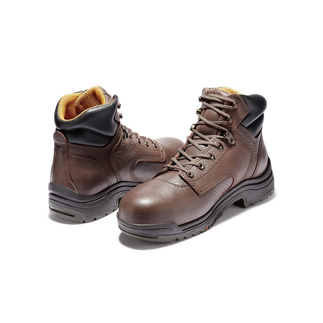 Titan® 6 Inch Waterproof Steel Toe Work Boots for Men - Slip Resistant & Comfortable Brown Safety Shoes for Construction, Warehouse & Outdoor Work