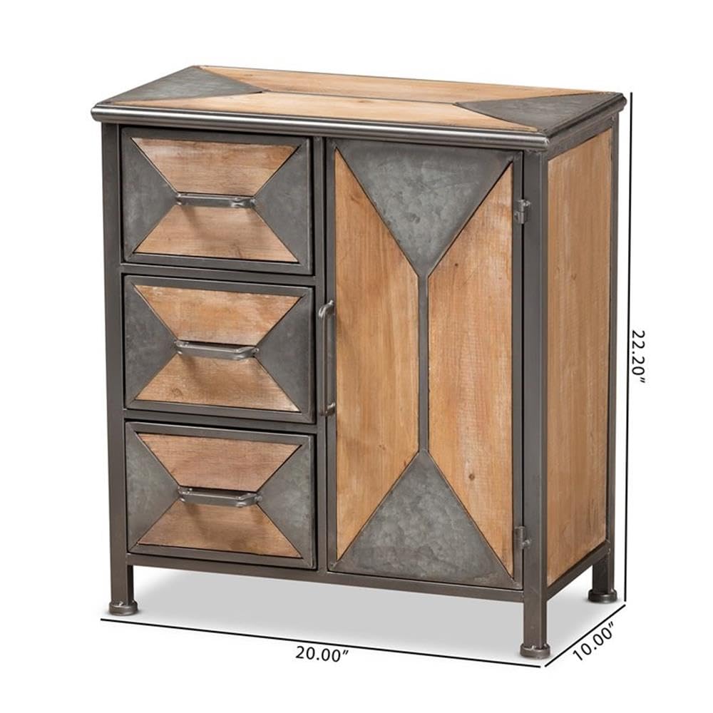 Baxton Studio AM19136 Oak Grey Storage Cabinet - Modern Sideboard for Living Room, Bedroom, or Office Organization