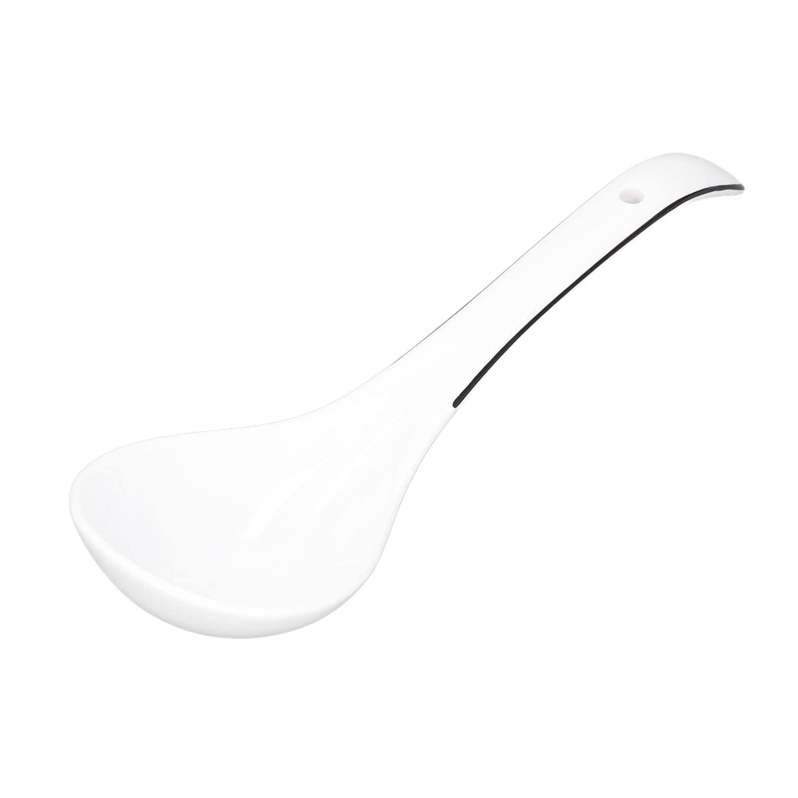 Premium Large White Porcelain Spoon - Multi-Purpose Long Handle Ceramic Soup & Porridge Spoon for Home & Restaurant Use - Elegant Kitchen Utensil for Serving, Cooking & Dining Decor