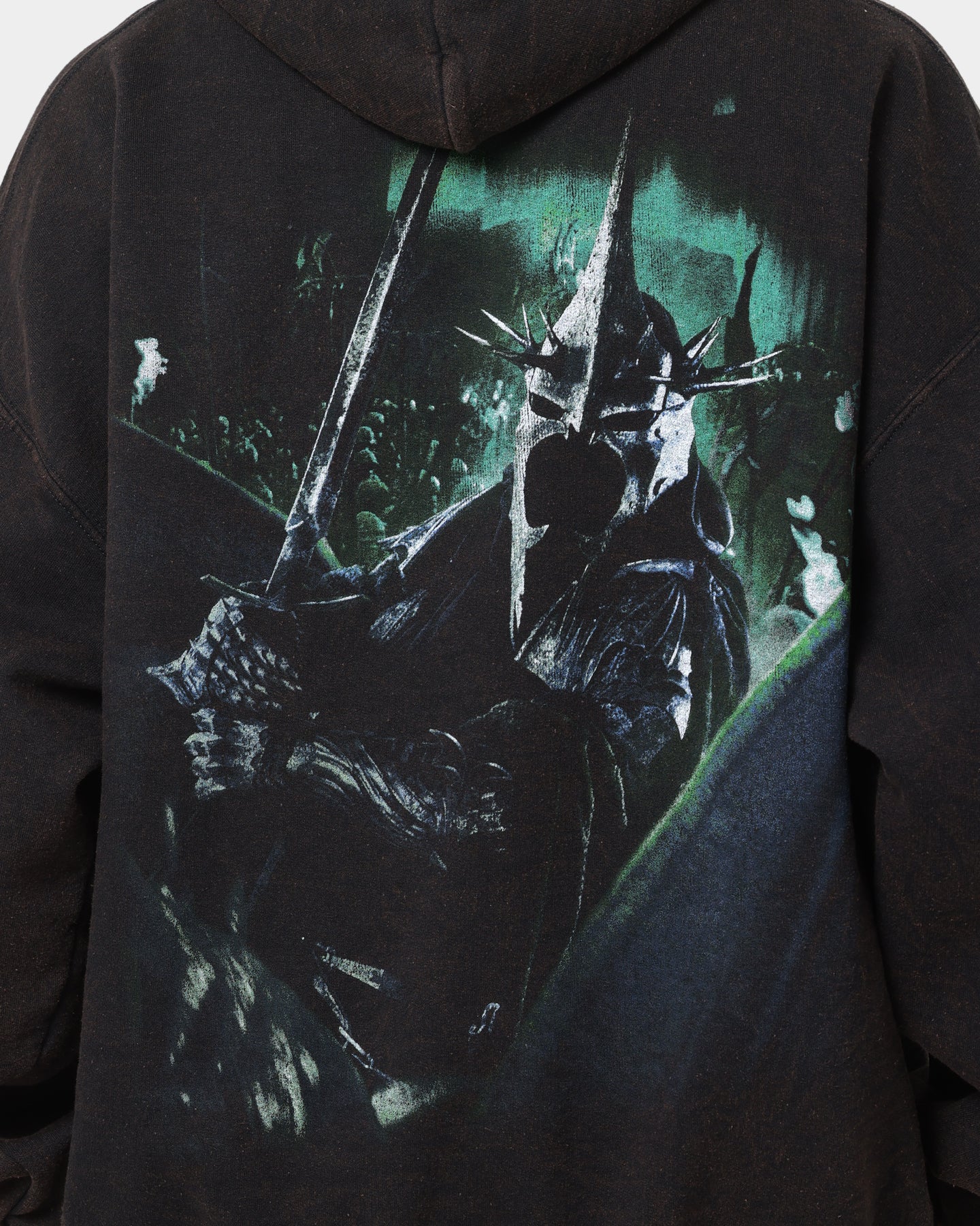 Vintage Lord of the Rings Witch King of Angmar Hoodie - Washed Black | American Thrift | Perfect for Cosplay, Movie Nights & Fantasy Fans