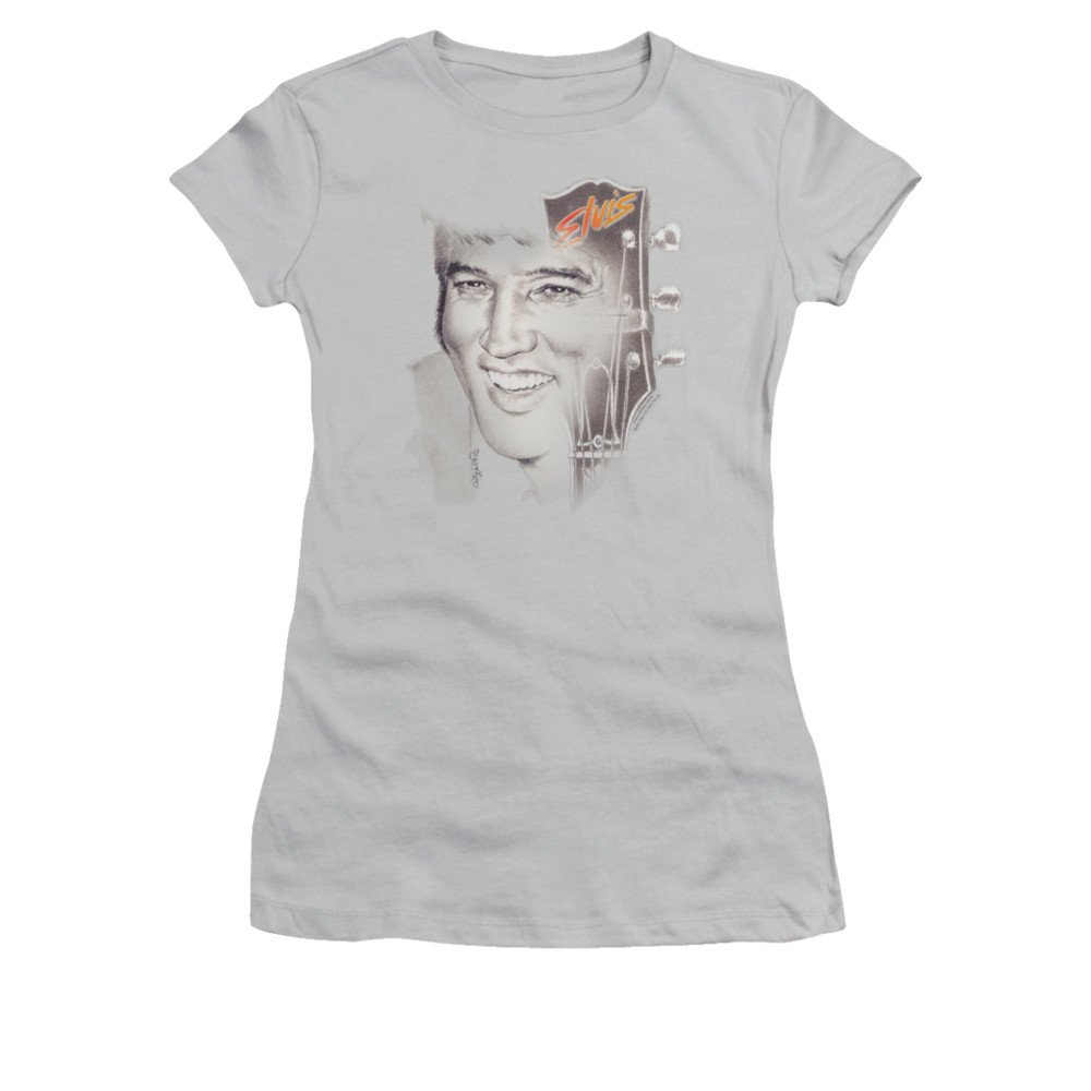 Trevco Elvis Presley Smile Juniors' Sheer Fitted T-Shirt | Vintage Rock Music Tee for Women & Teens | Perfect for Concerts, Parties & Casual Wear