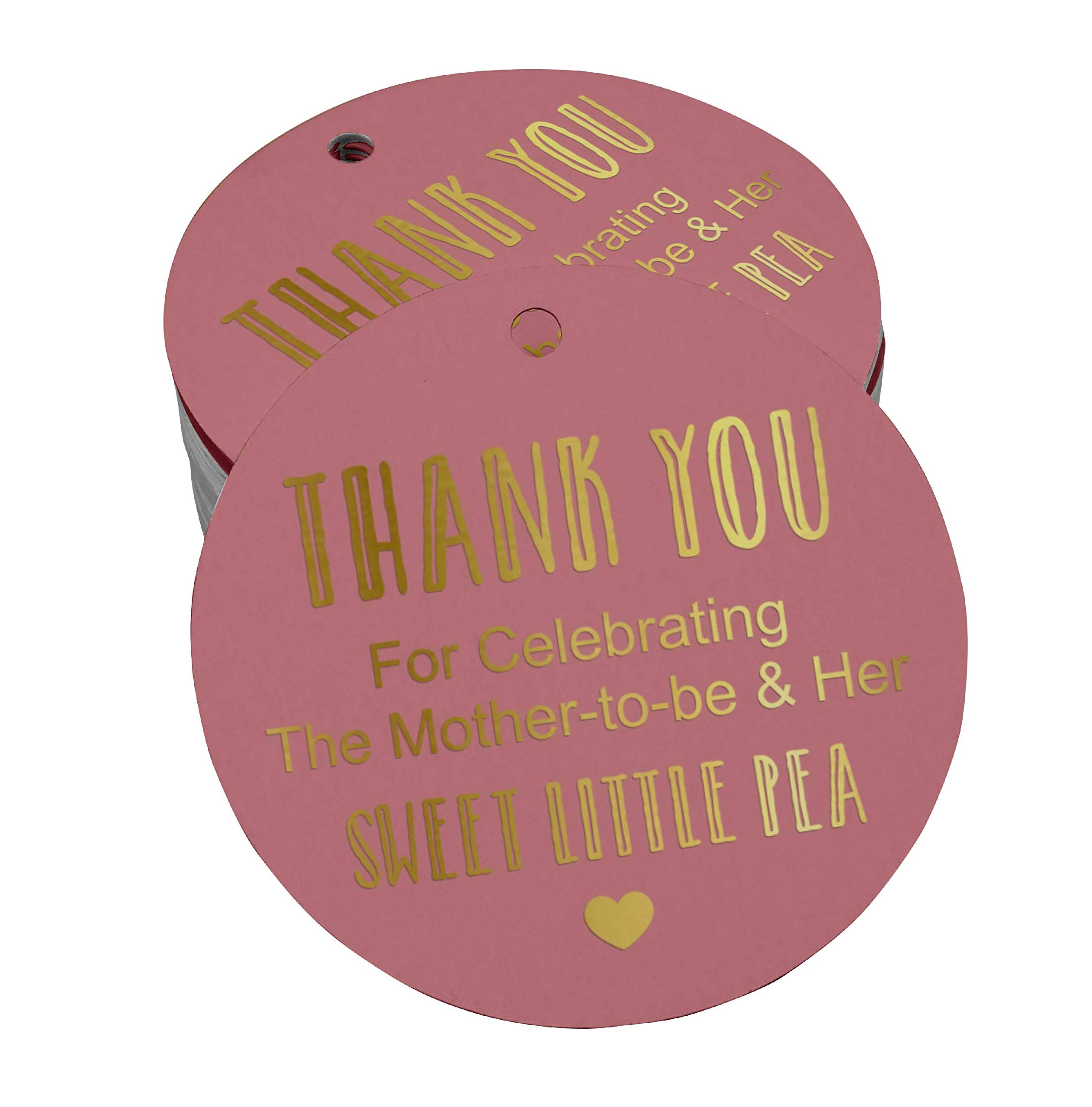Premium Gold Foil Thank You Tags for Baby Shower Favors - 50pcs Elegant Gift Tags for Celebrating Mom-to-Be - Perfect for Baby Shower Decorations, Party Favors & Special Events