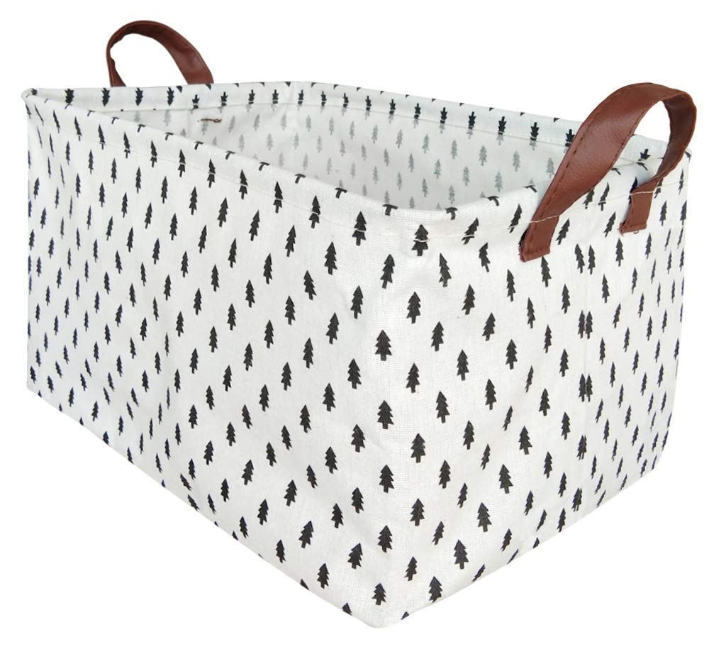 BOOHIT Rectangular Storage Basket - Nursery Hamper, Canvas Fabric Toy Organizer Bin, Waterproof Storage Box for Kids' Rooms, Playroom, Shelves | Perfect for Toy Storage, Laundry, and Gift Giving (Tree Design)