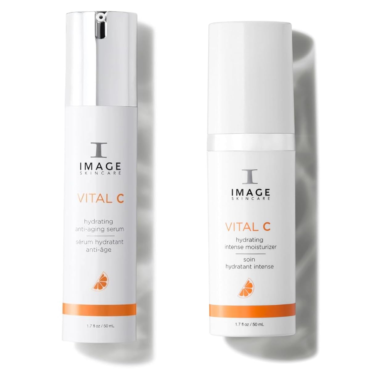 IMAGE Skincare VITAL C Hydrating Serum & Moisturizer Duo - Anti-Aging Face Cream with Hyaluronic Acid, Shea Butter for Dry Skin - Deep Hydration & Skin Brightening (1.7 oz Each) - Perfect for Daily Skincare Routine & Nighttime Repair