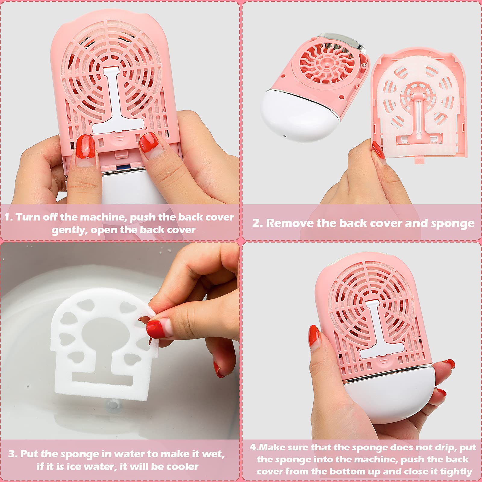 Honoson 3 Pcs Nano Mister for Lash Extensions, Mini USB Lash Fan Dryer, Handheld Eyelash Mirror & Portable Facial Steamer with 20ml Water Tank (Heart Style, Pink) - Perfect for Salon, Home & Travel Eyelash Care