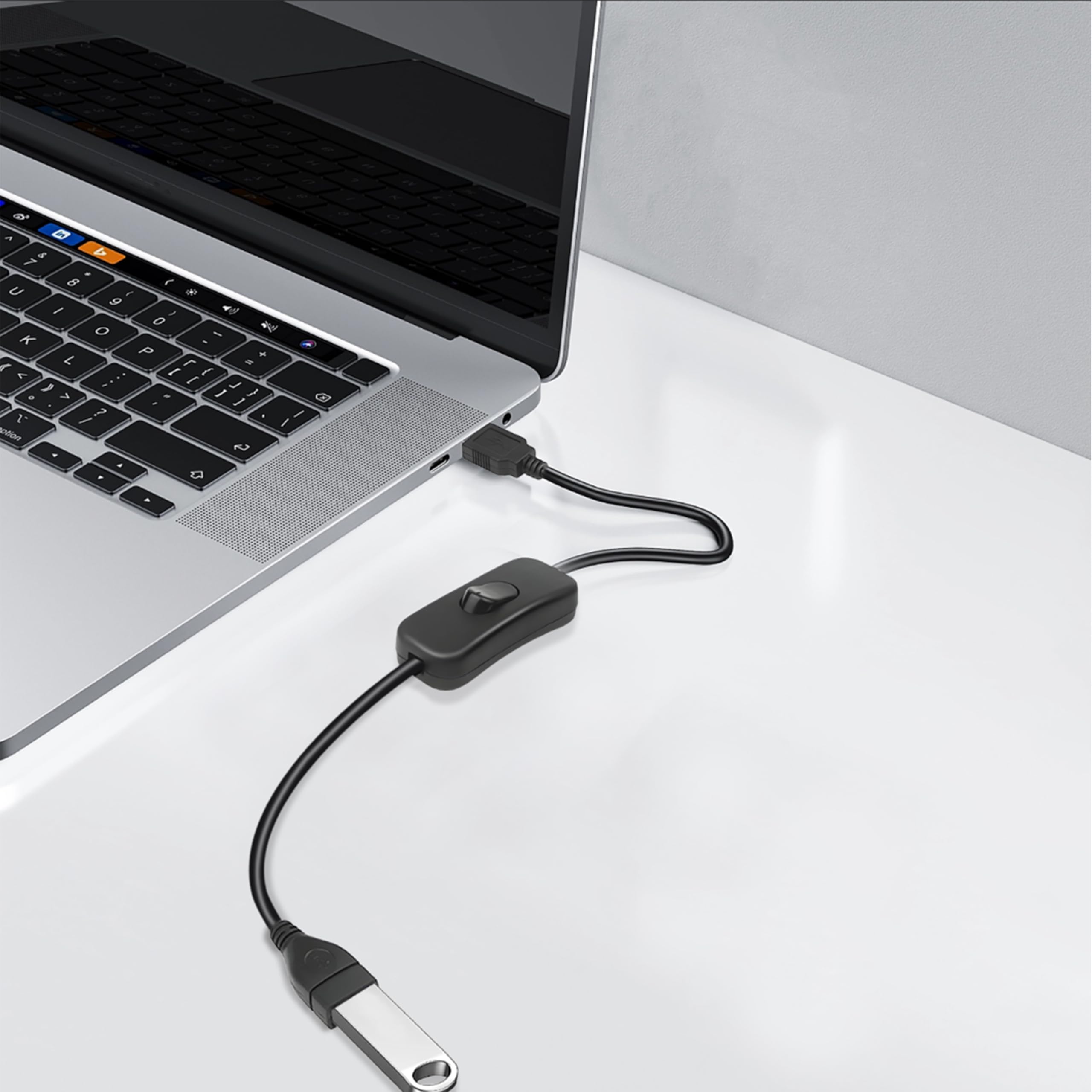 USB A to USB B Switch Cable (0.3M) - 2 Pack On/Off Extension Cord for Driving Recorder, LED Desk Lamp, USB Fan & LED Strips - Perfect for Home Office, Car Accessories & DIY Lighting Projects