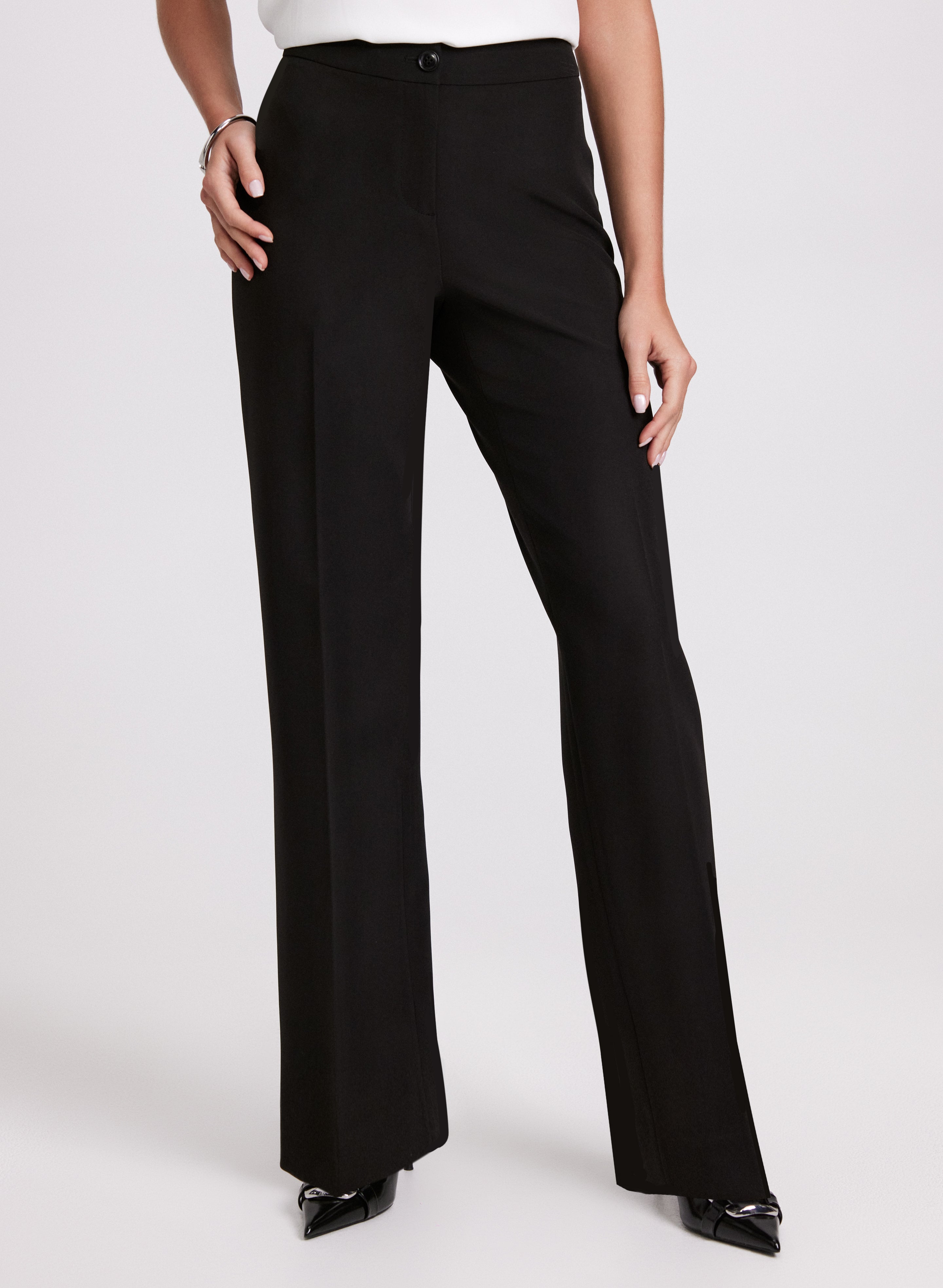 Emma Straight Leg Pants for Women - Comfortable Regular Fit Office Trousers for Work & Business Casual Wear