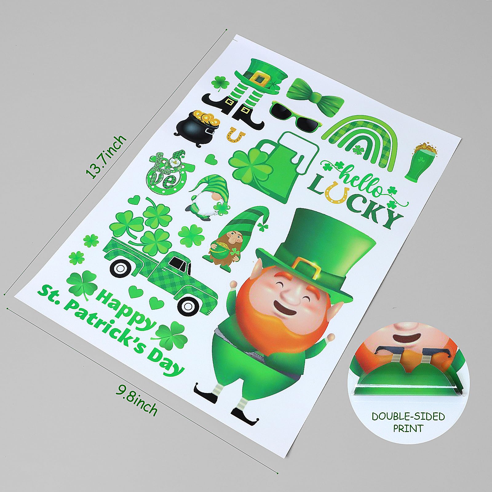 St. Patrick's Day Window Clings - 160pcs Large Reusable Static Cling Decorations for St Patricks Day | Shamrock, Leprechaun & Rainbow Designs | Perfect for Home, Office & Classroom Spring Decor