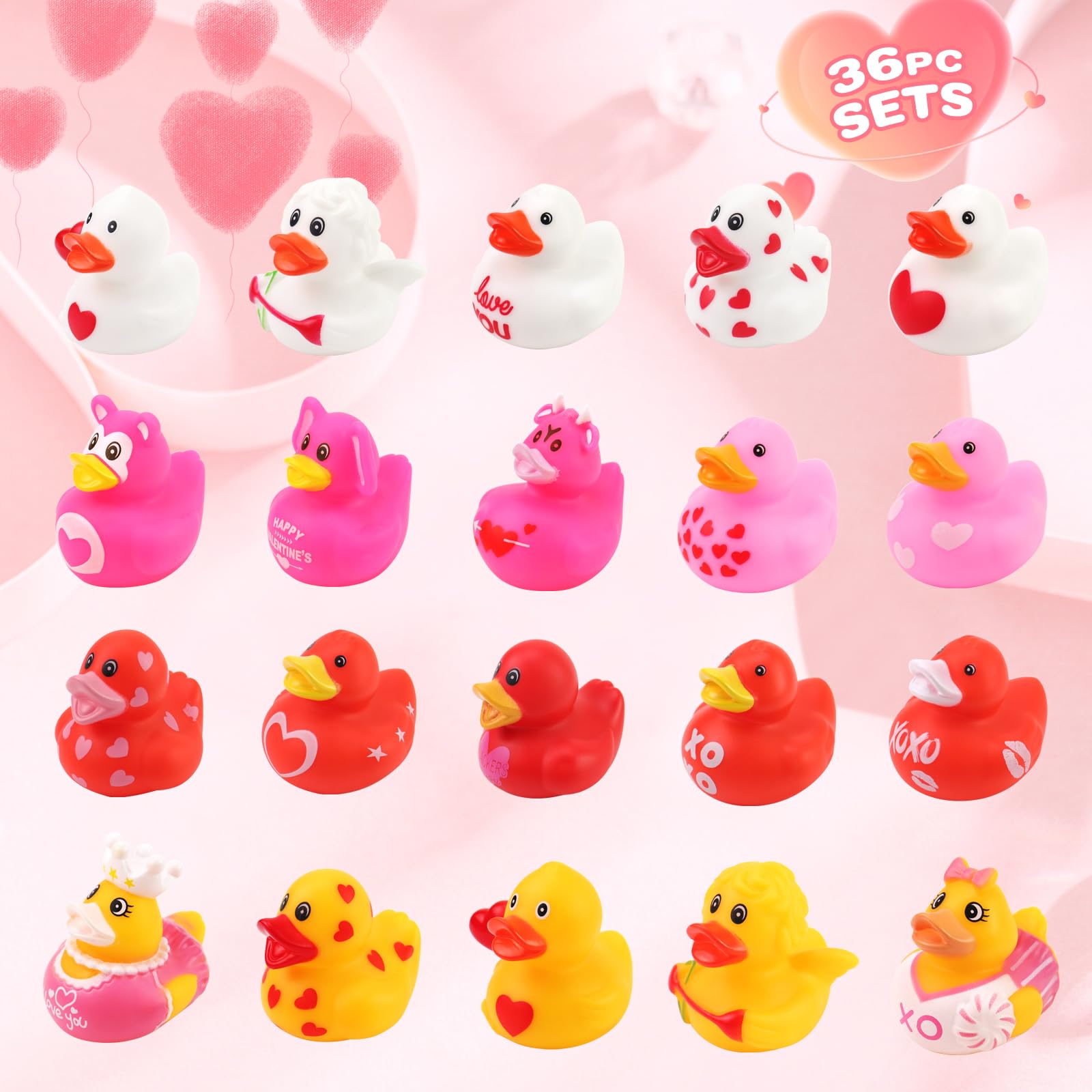 36Pcs Valentine's Day Rubber Duckies - Bulk 2