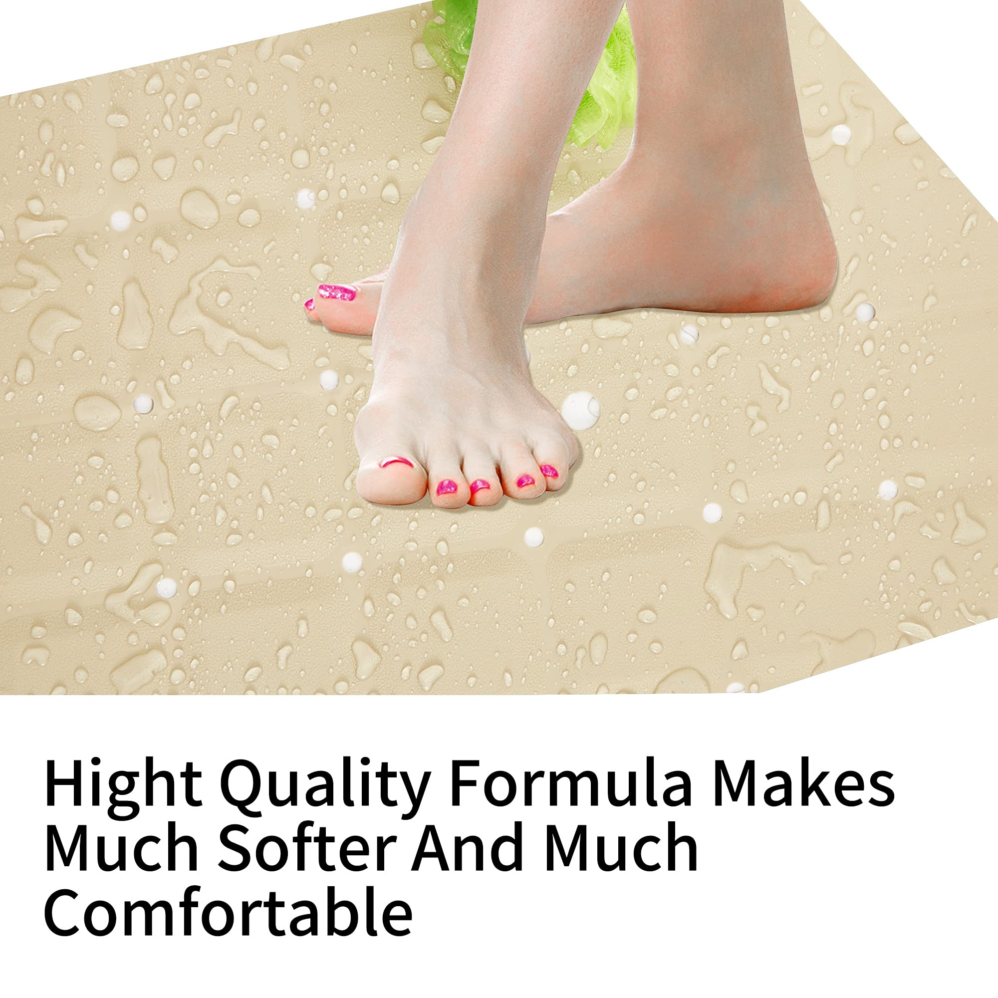 Non-Slip Silicone Shower Mat for Textured Surfaces - Foldable Square Bath Mat for Reglazed Tubs & Textured Shower Floors (Beige, 21x21) | Perfect for Bathroom Safety & Comfort