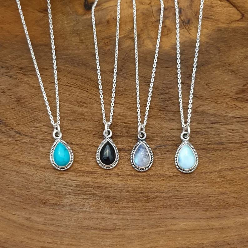 925 Sterling Silver Blue Turquoise Pendant Necklace - Handmade Vintage Statement Jewelry, December Birthstone Gift for Women & Men - Perfect for Boho Fashion, Casual Wear & Special Occasions