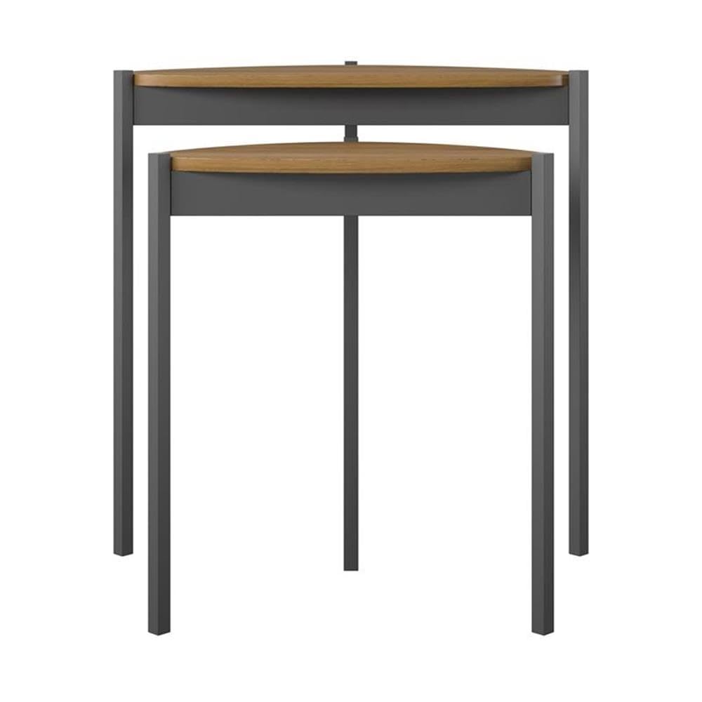 Novogratz Tallulah Walnut & Gray Nesting Tables - Set of 3 Modern Side Tables for Living Room, Bedroom & Office - Space Saving End Tables with Storage Shelf