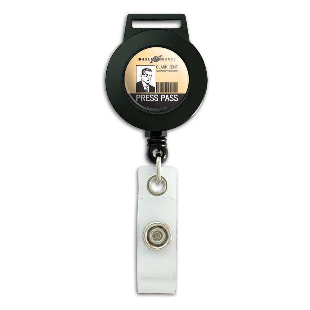 Superman Clark Kent Press Pass Lanyard - Retractable Reel Badge Holder with ID Card Slot for Comic Con, Cosplay & Office Security (DC Comics Collectible)