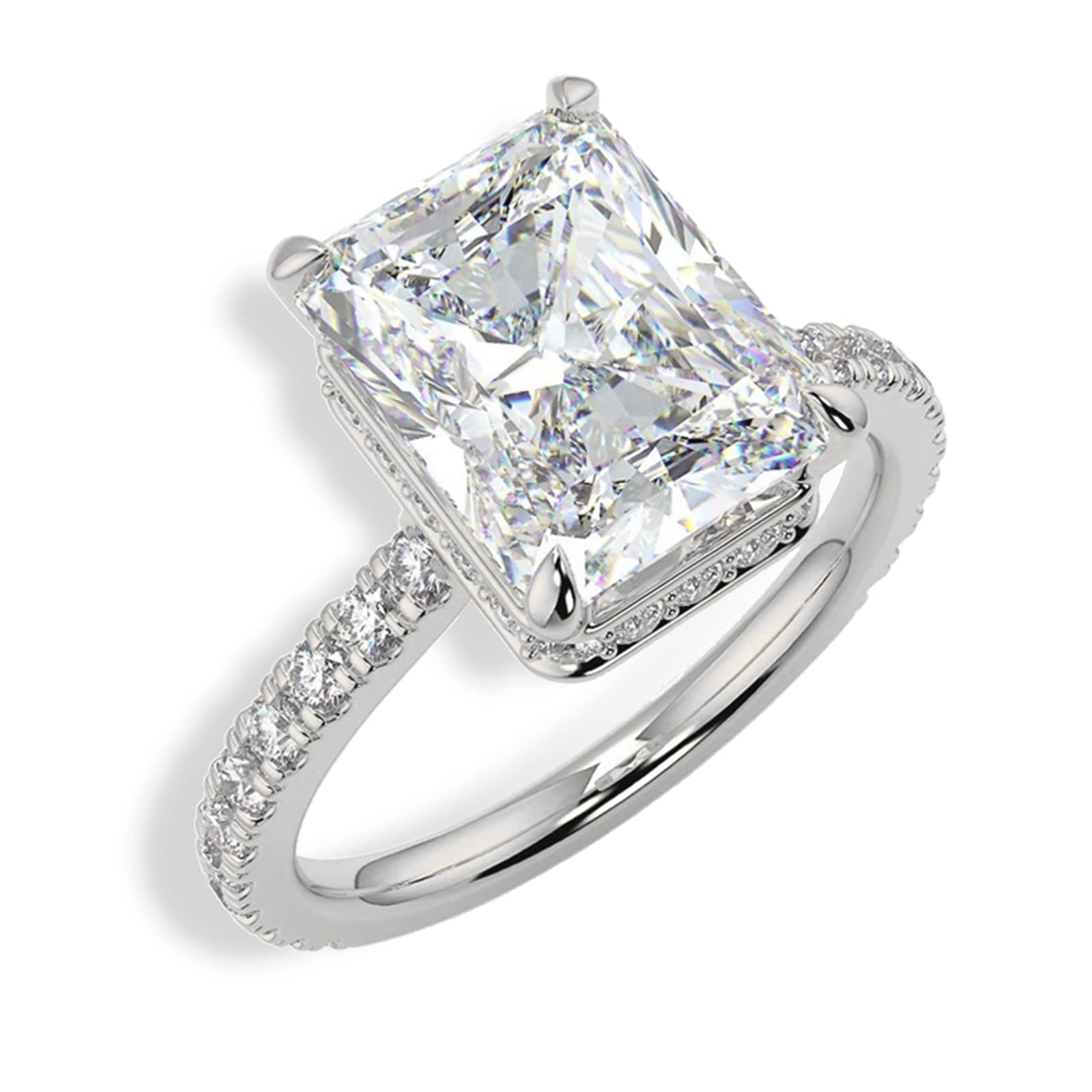 3CT Emerald Cut Moissanite Engagement Ring - D Color VVS1 Clarity Radiant Cut Wedding Ring for Women | Perfect for Proposals, Anniversaries & Special Occasions