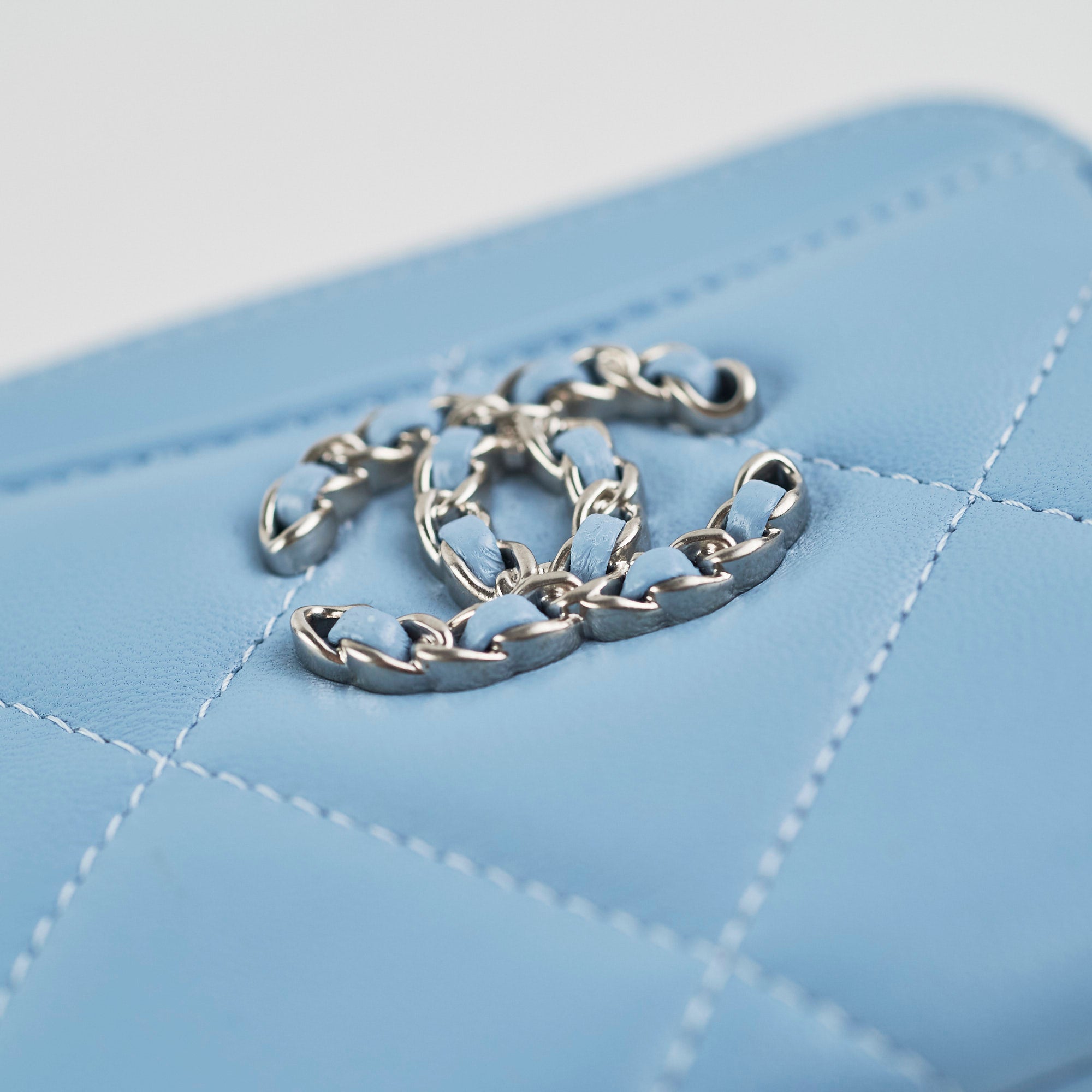 Chanel Lambskin Zip Card Wallet Light Blue with Microchip - Perfect for Everyday Use, Travel & Luxury Gift Giving
