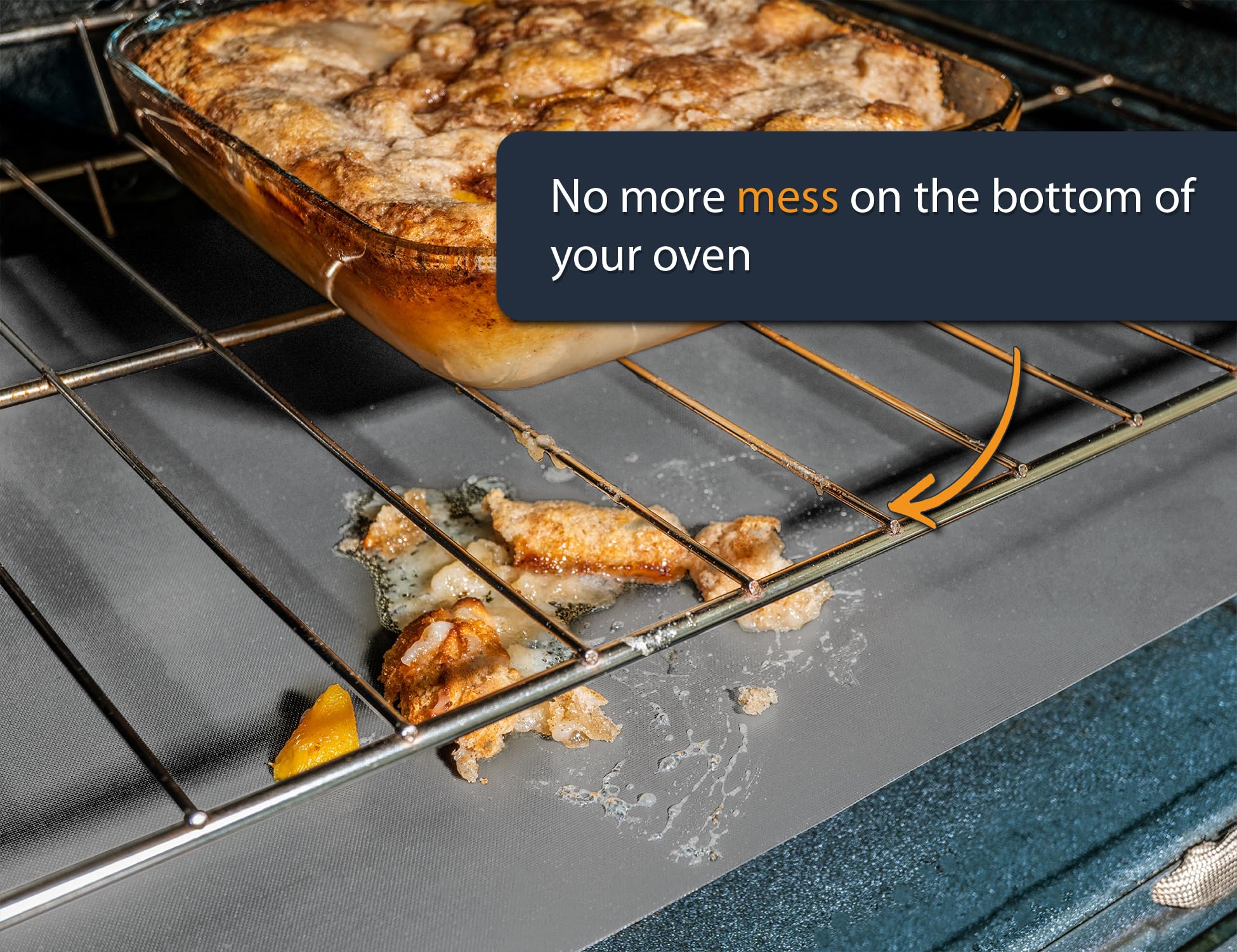 Non-Stick Oven Liners for Bottom of Oven - 2 Pack Heavy Duty Reusable Baking Mats (17”x25”) - BPA & PFOA Free for Electric, Gas Ovens, Toasters & Grills - Easy Clean Kitchen Accessory for Baking, Roasting & Broiling (Silver)