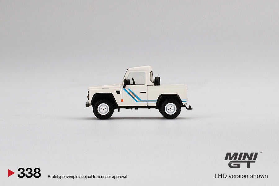 MINIGT 1:64 Scale Diecast Land Rover Defender 90 Pickup Truck Model Car - White Collectible for Display, Gifts & Car Enthusiasts - Perfect for Home Office Decor, Toy Collections & Model Car Shows