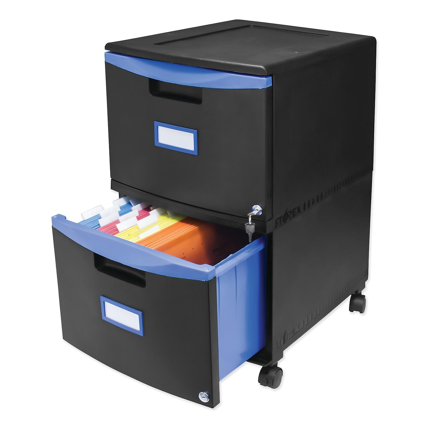 Storex 61314U01C Mobile 2-Drawer File Cabinet - 14.75