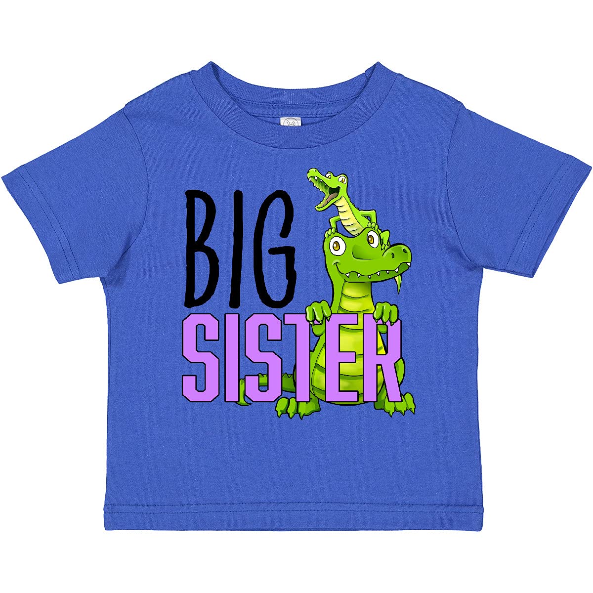Inktastic Big Sister with Cute Alligators Toddler T-Shirt - Adorable Cotton Tee for Toddler Girls - Perfect for Sibling Matching Outfits, Family Photos & Casual Playdates