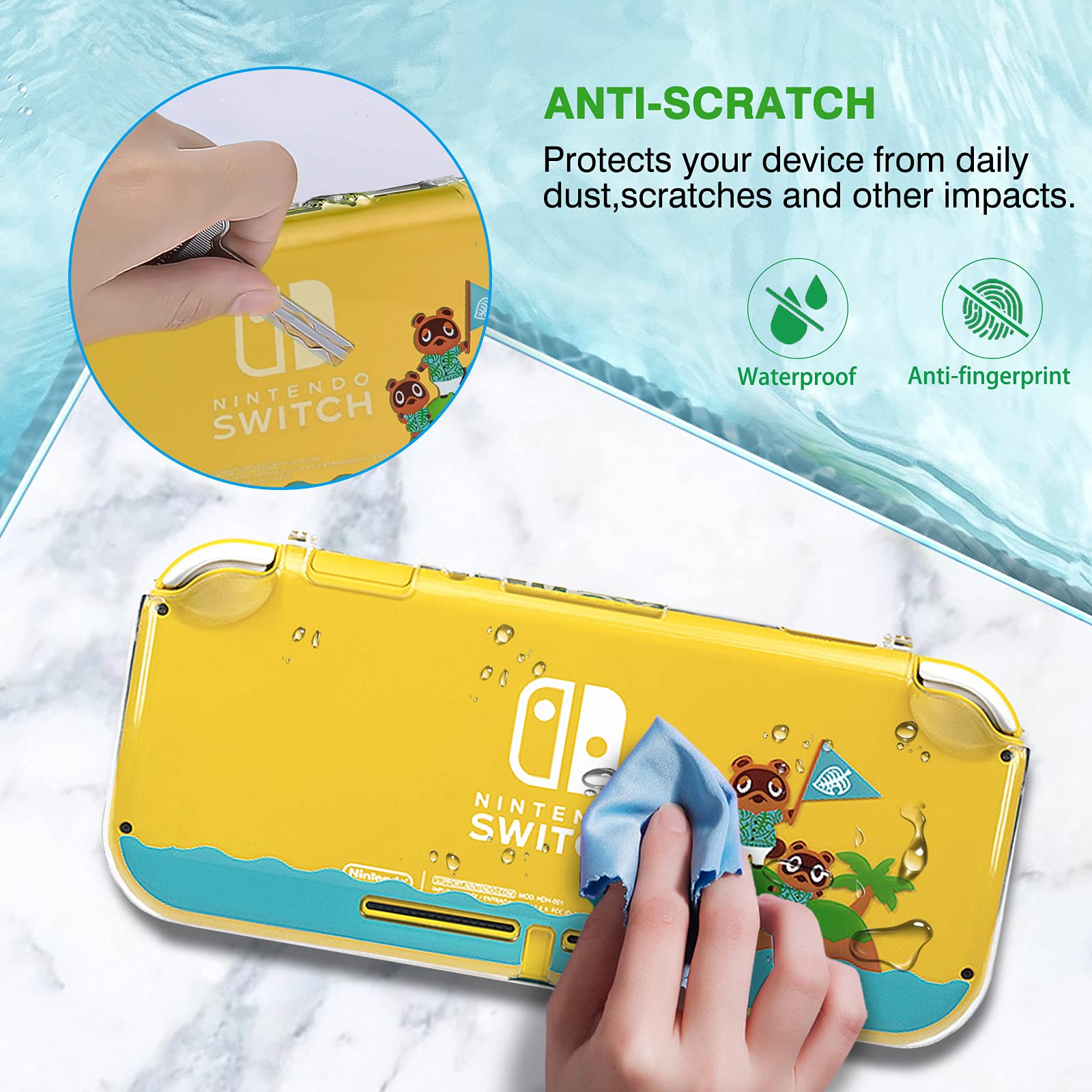 TIKOdirect Clear Protective Crystal Case for Nintendo Switch Lite - Anti-Scratch Hard Cover with Screen Protector | Animal Crossing Design | Perfect for Gaming, Travel & Everyday Protection