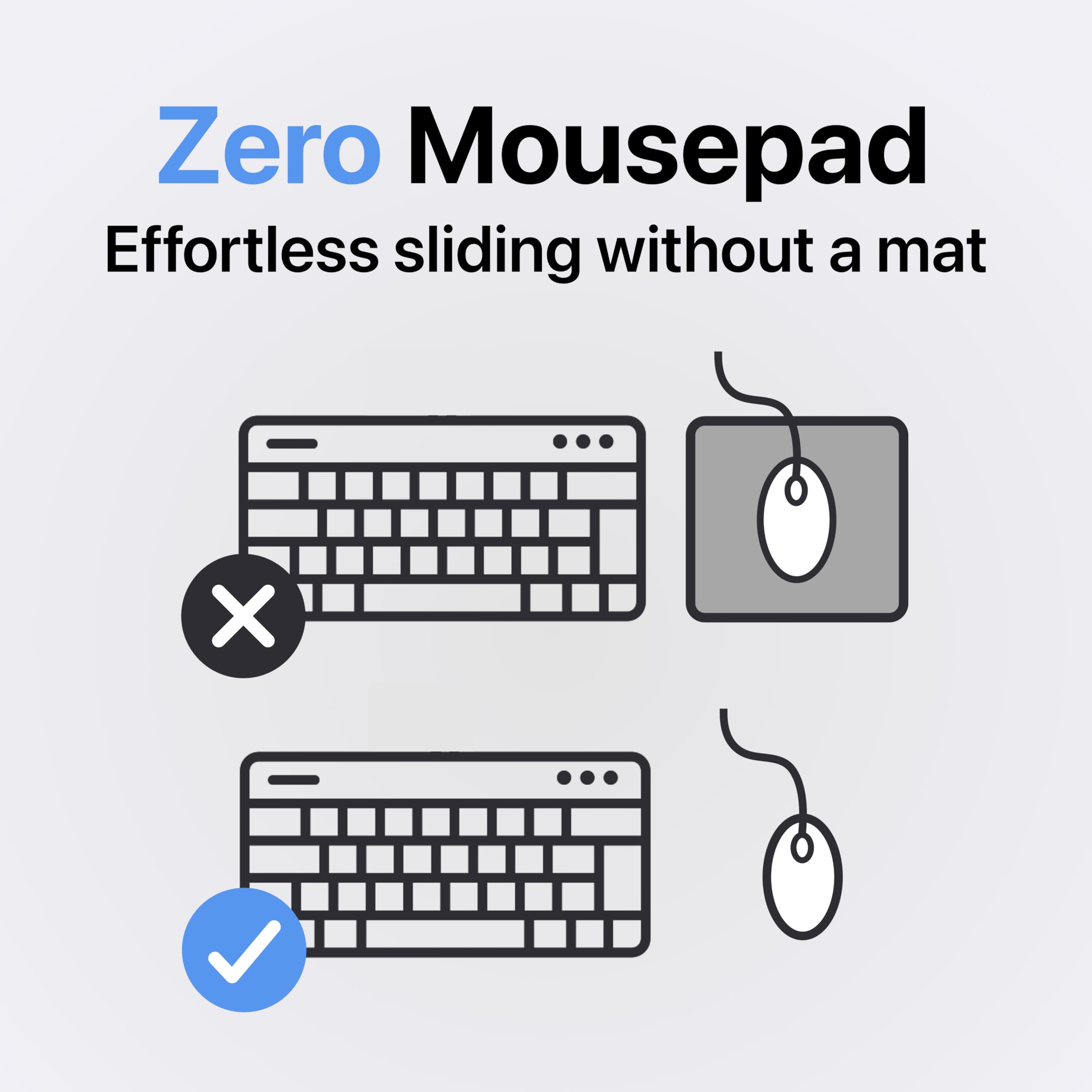 3 Pack Adhesive Mouse Pad for Apple Magic Mouse 2 - Non-Slip Minimalist Design Gaming & Office Mousepad for MacBook, iMac, PC - Perfect for Work, Gaming & Home Office Use