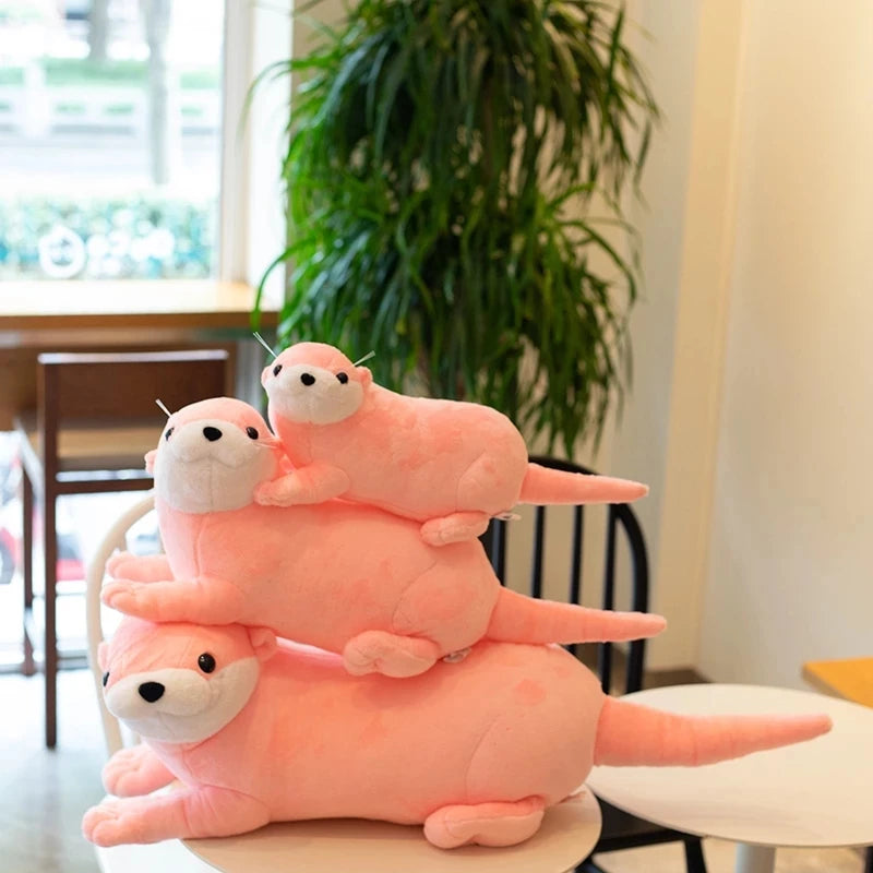 40cm Realistic Eurasian River Otter Plush Toy - Soft Pink Stuffed Animal Doll, Cute Wild Otter Gift for Kids & Collectors | Perfect for Cuddling, Nursery Decor, Birthday Presents and Wildlife Enthusiasts