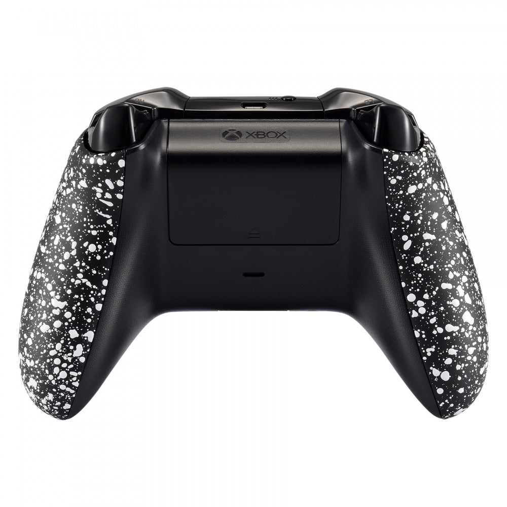 eXtremeRate Textured White Back Panels & Non-Slip Side Rails for Xbox One X/S Controller - 3D Splashing Handles, Grip Improvement & Repair Parts | Perfect for Gaming, Streaming & Esports Tournaments