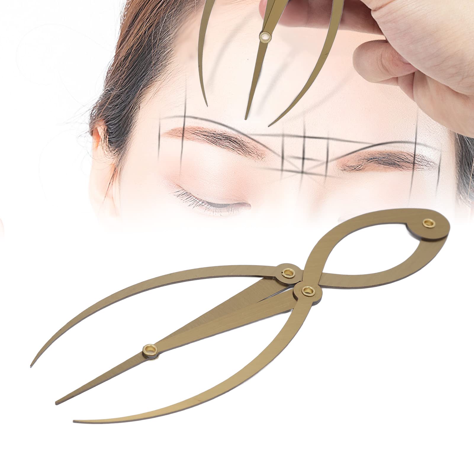 EXCLUZO Professional Tattoo Eyebrow Ruler & Brow Caliper - High Precision, Reusable & Portable Measuring Tool for Perfect Eyebrow Symmetry - Ideal for Tattoo Artists, Microblading & Permanent Makeup (Gold)